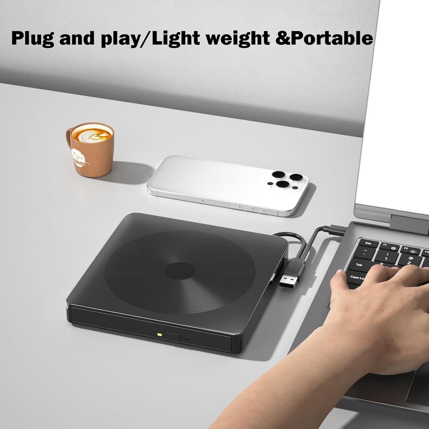 Unidad Externa de CD/DVD Alphami USB 3.0 y Type-C Portátil