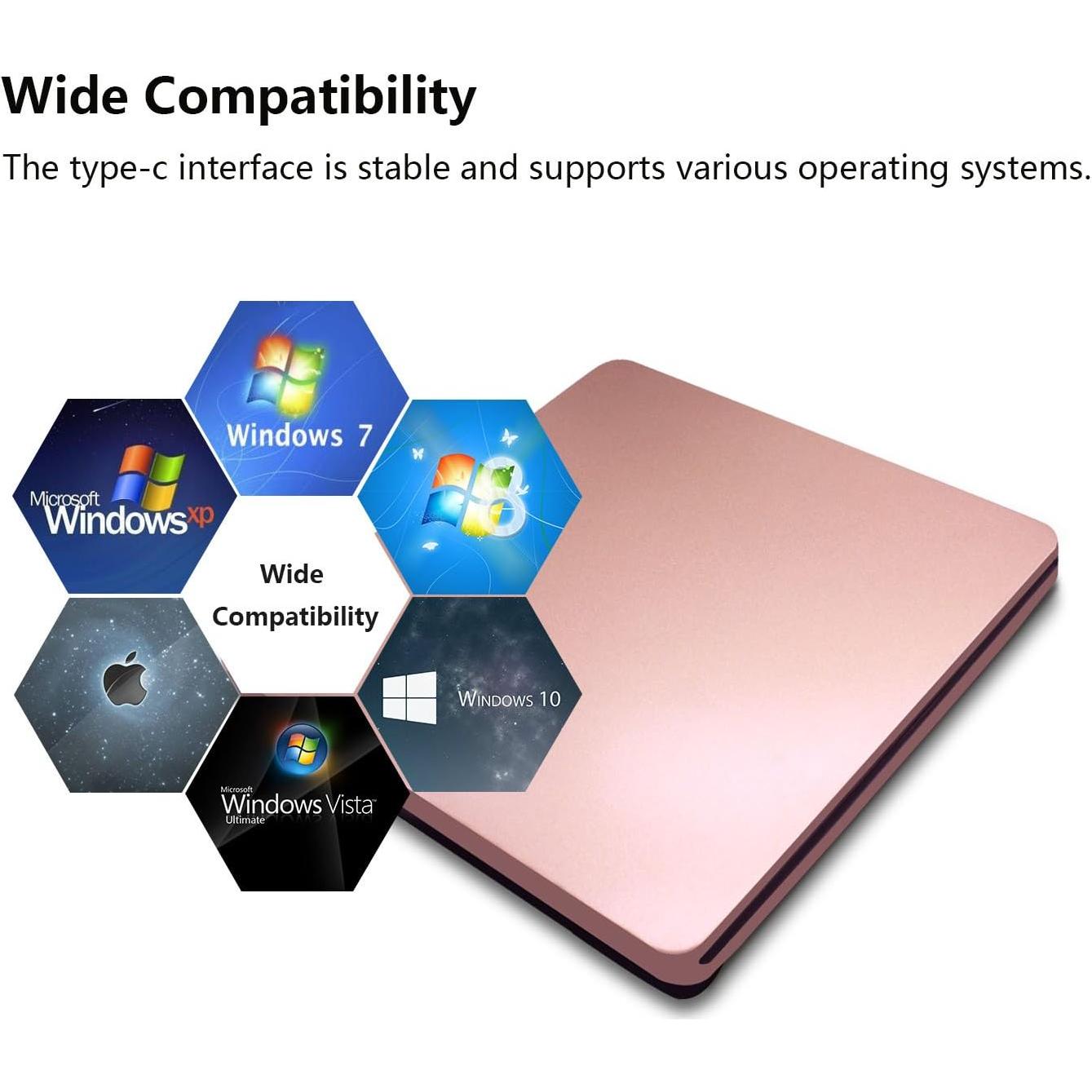 Unidad DVD Externa Juanery USB-C 331.7g Compatible Mac y PC