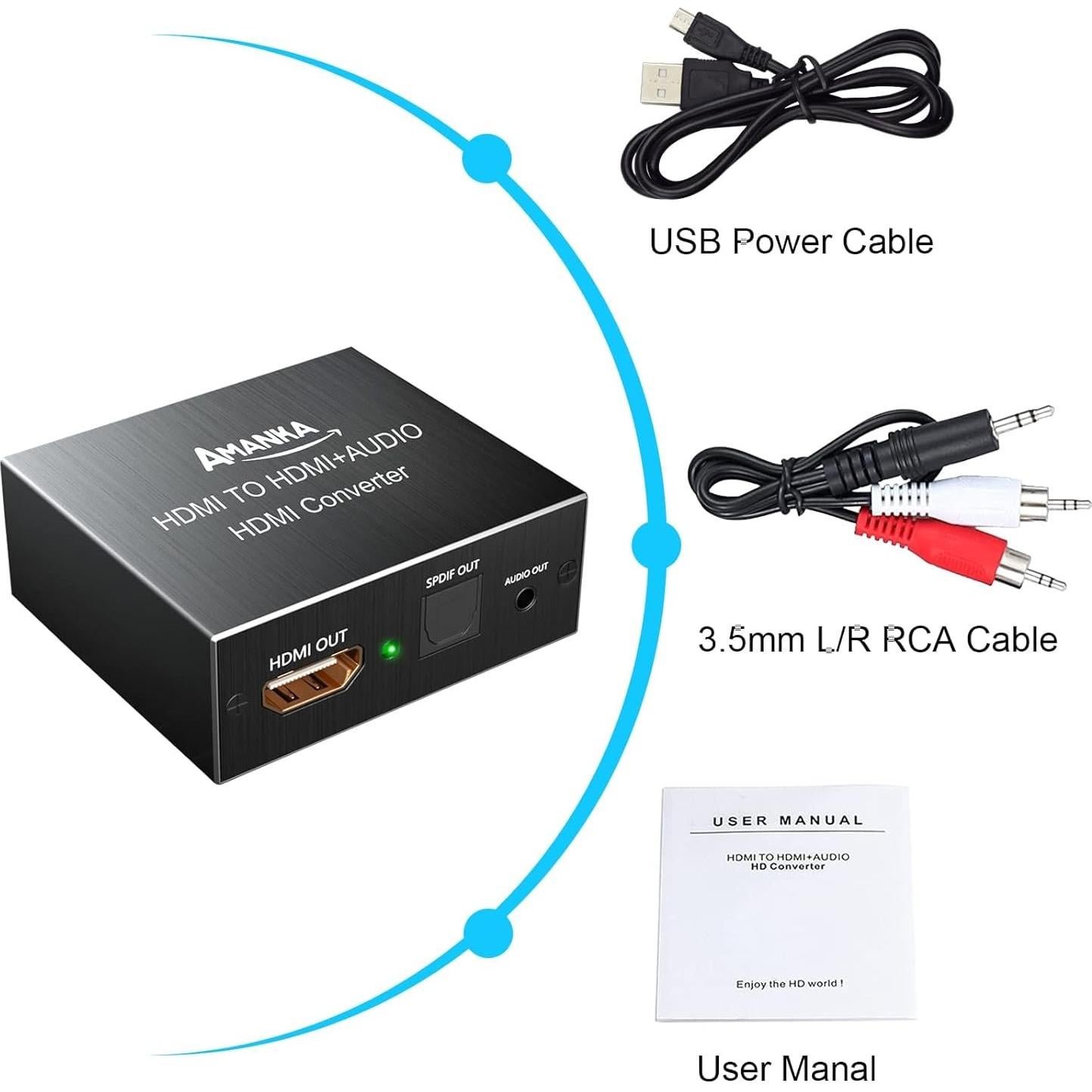 Extractor de Audio HDMI 4K AMANKA a Óptico y 3.5mm