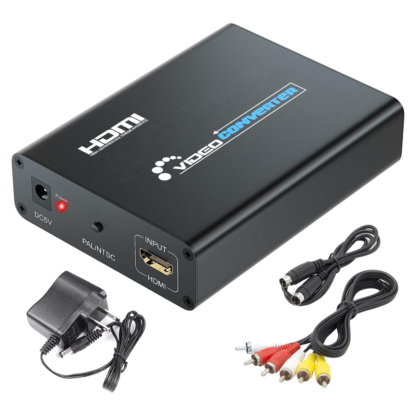 Convertidor HDMI a S-Video y RCA Topwin 1080p con Cables