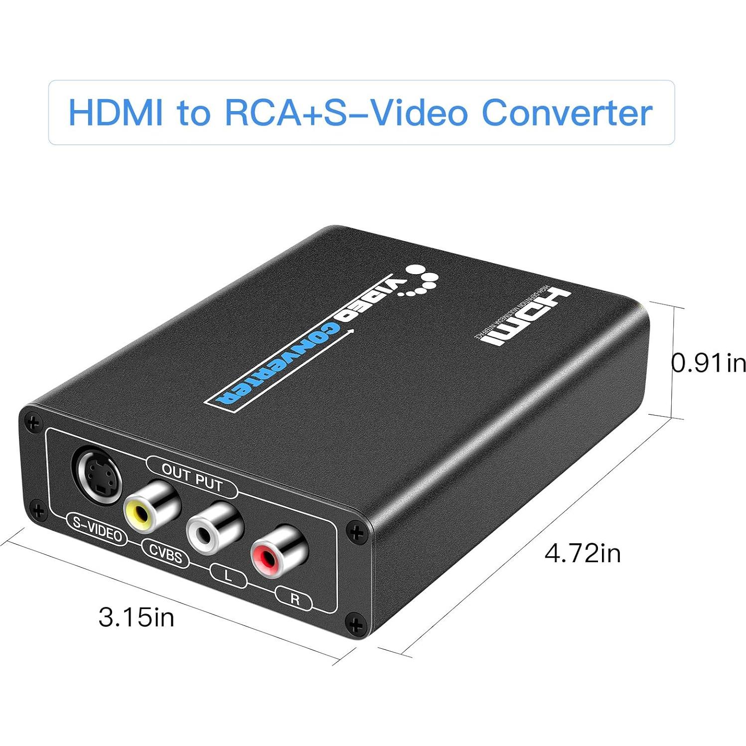 Convertidor HDMI a S-Video y RCA Topwin 1080p con Cables