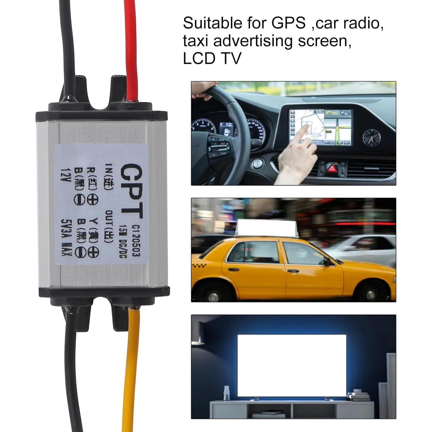 Convertidor DC 12V a 5V 3A 15W ALAMSCN A Prueba de Agua