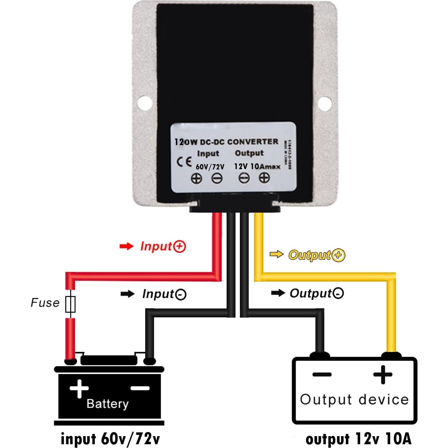Convertidor DC/DC 60V 72V a 12V 10A 120W XingHua
