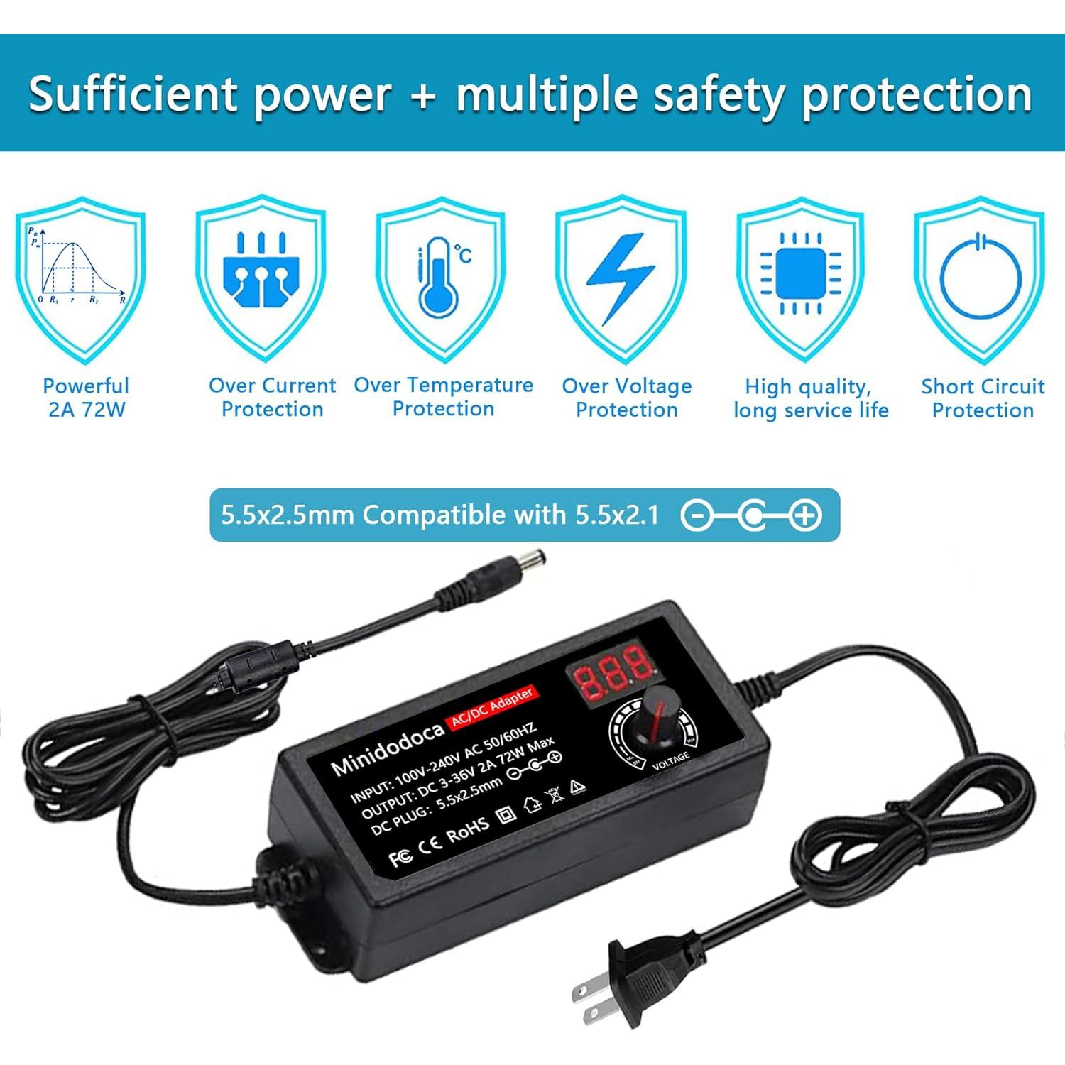 Fuente de Alimentación Universal 72W Minidodoca DC 3V-36V