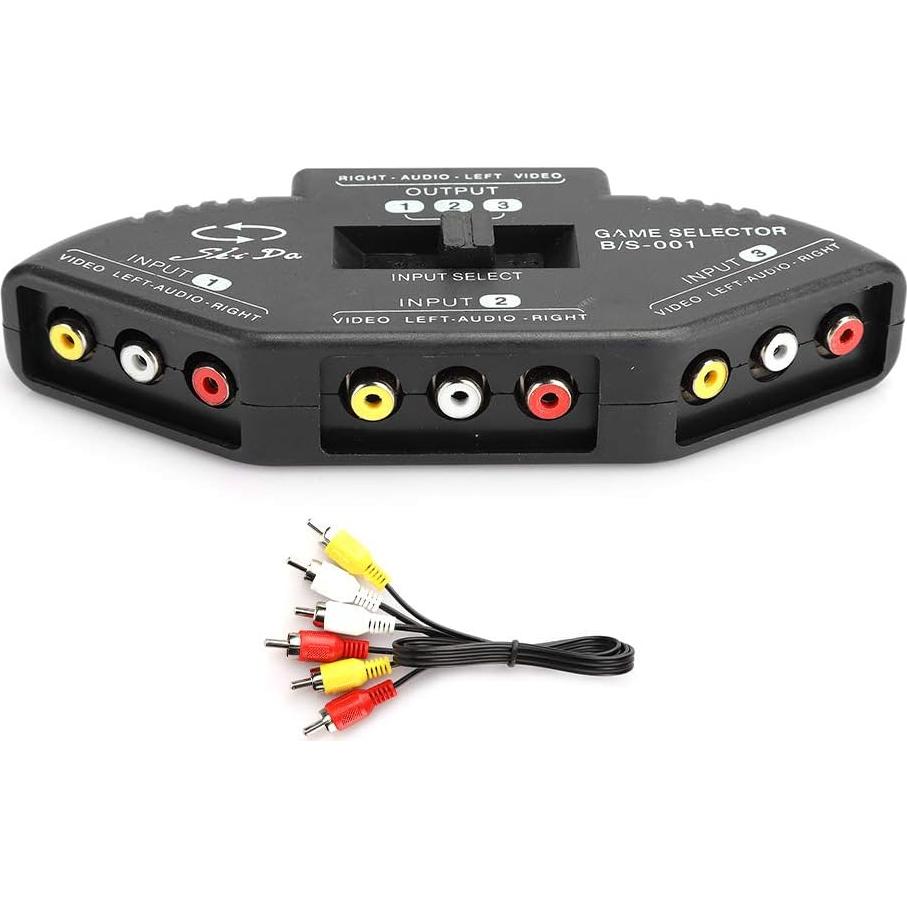 Divisor de Audio y Video 3 en 1 YOUTHINK AV Selector Negro