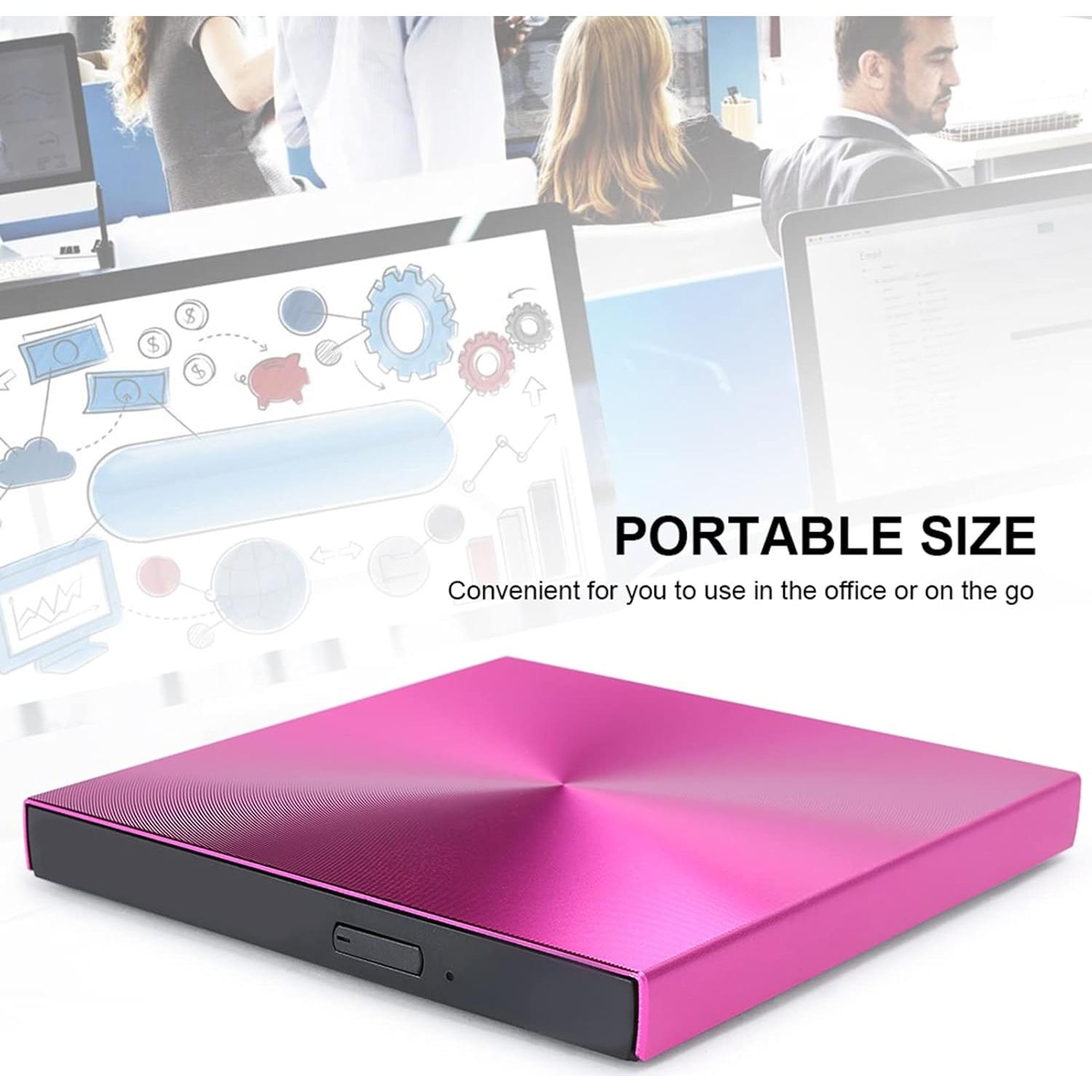 Grabador DVD CD Externo Cuifati USB 3.0 Slim Rosa