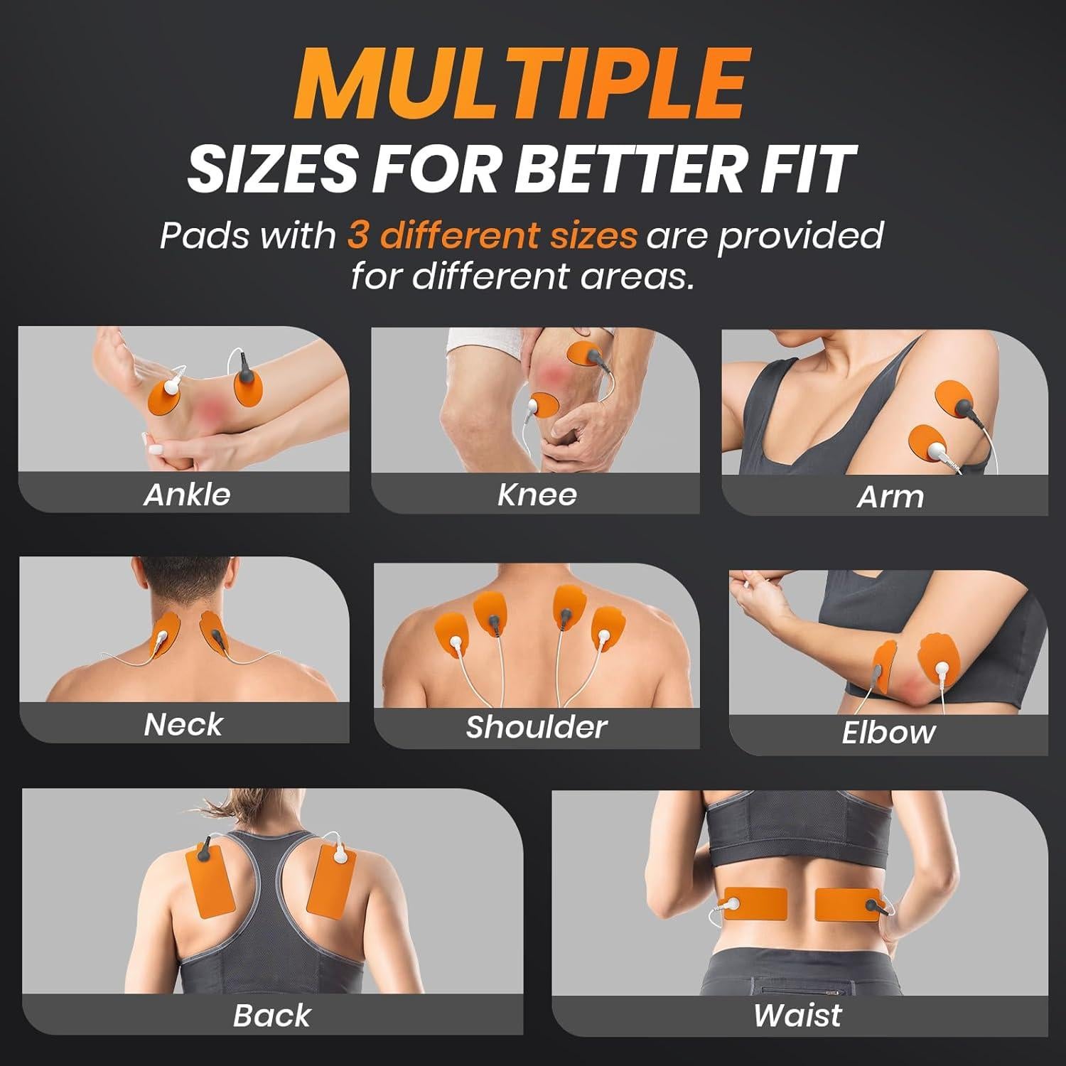 Pads TENS AVCOO Reemplazo 20 Pcs 3 Tamaños Gel Reutilizables