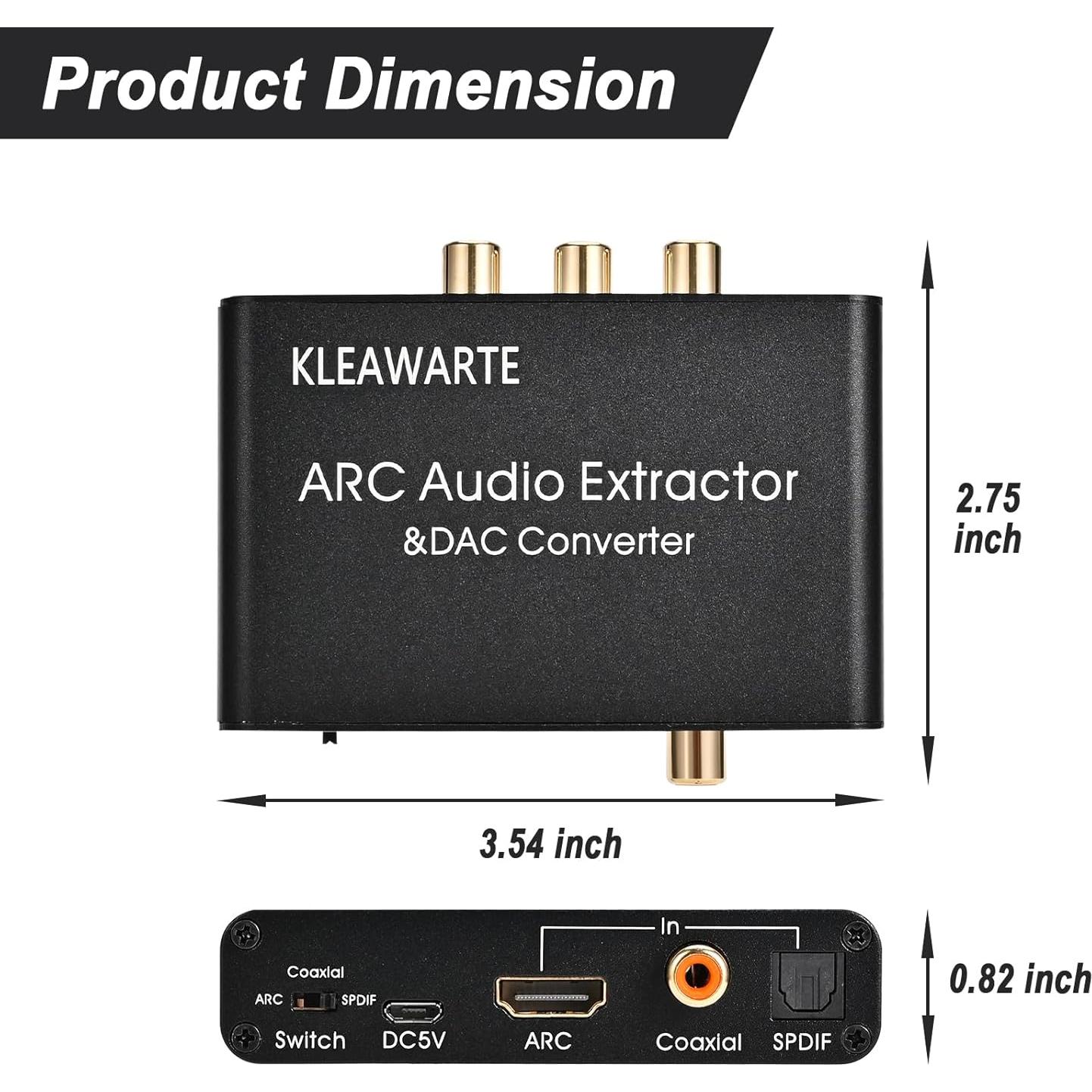 Extractor de Audio HDMI ARC KLEAWARTE a SPDIF Coaxial 192KHz