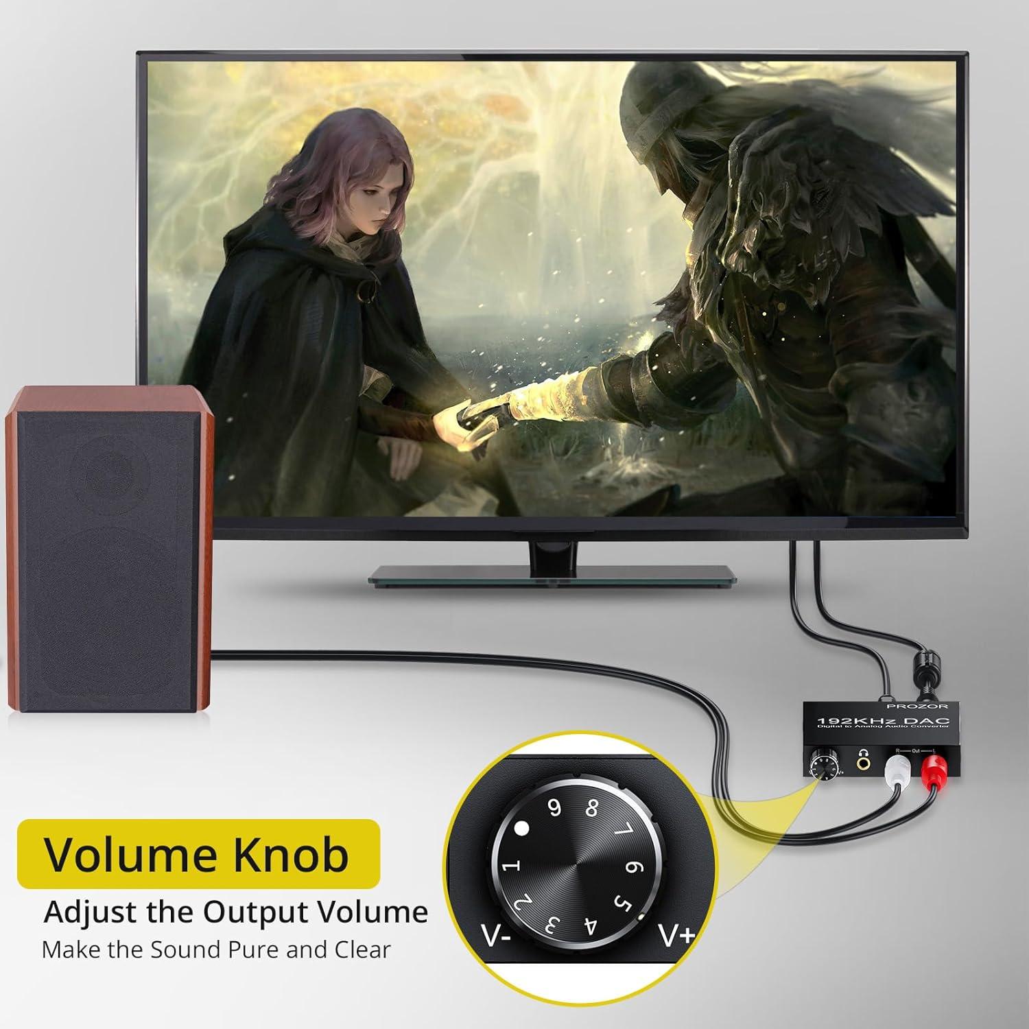 Convertidor de Audio Digital a Analógico PROZOR DAC 192kHz RCA