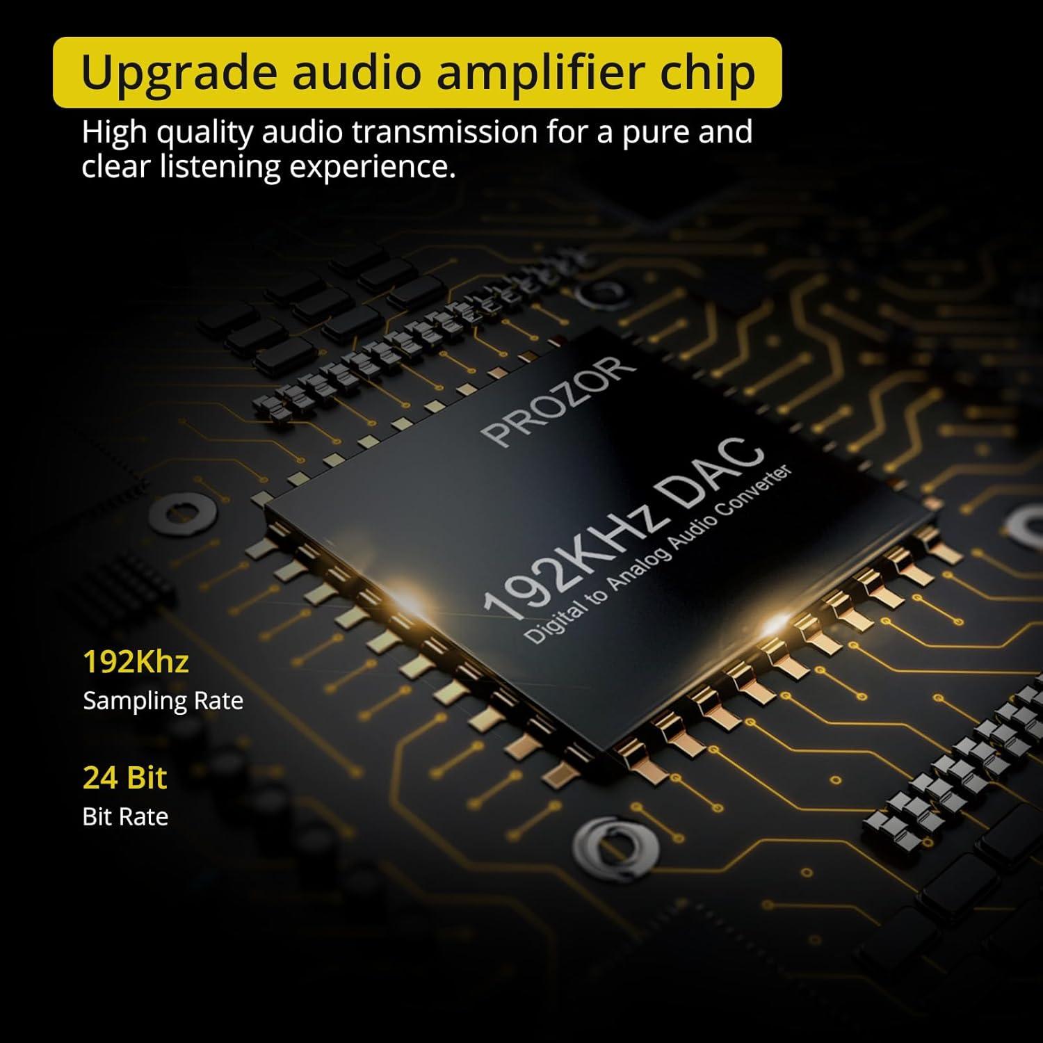 Convertidor de Audio Digital a Analógico PROZOR DAC 192kHz RCA