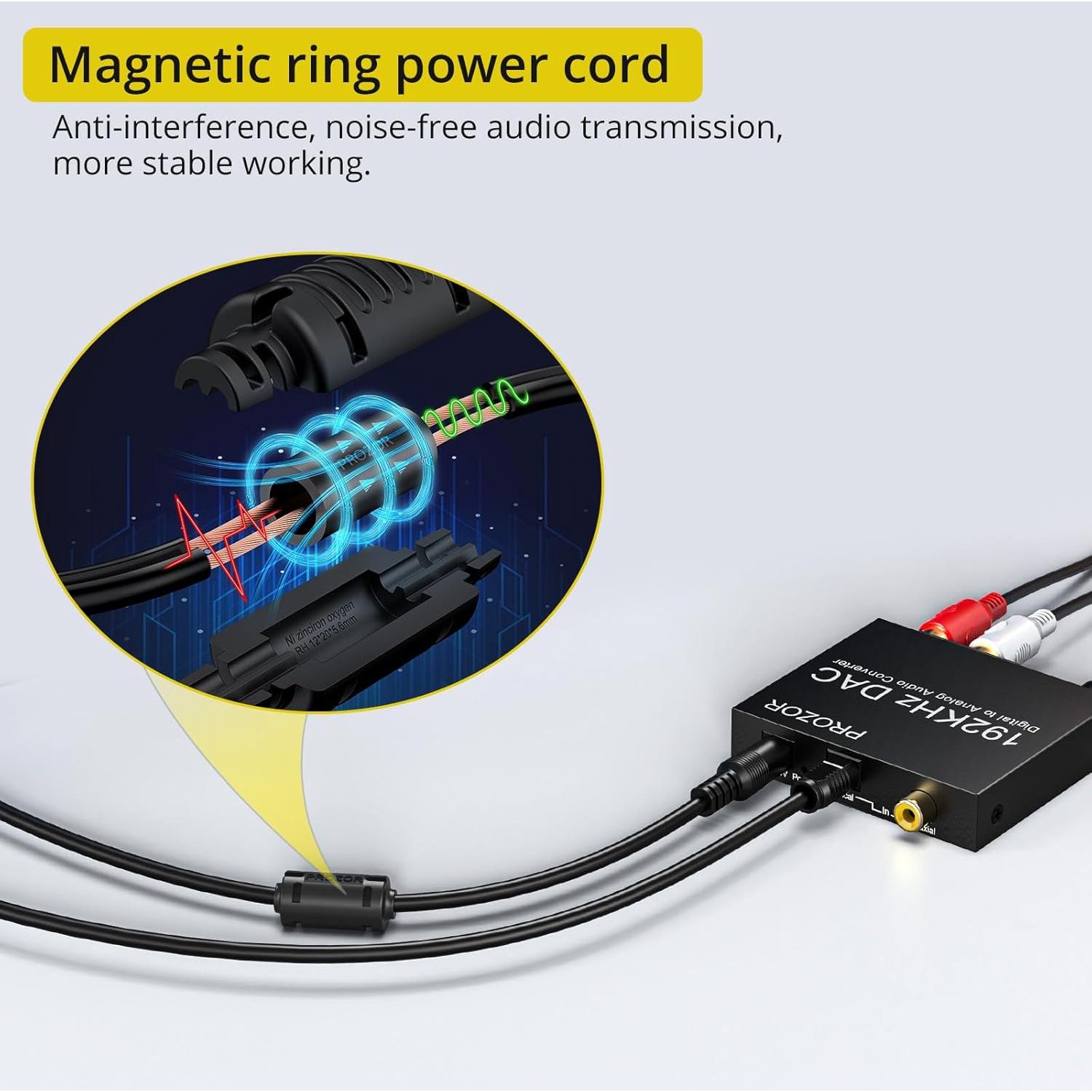 Convertidor de Audio Digital a Analógico PROZOR DAC 192kHz RCA