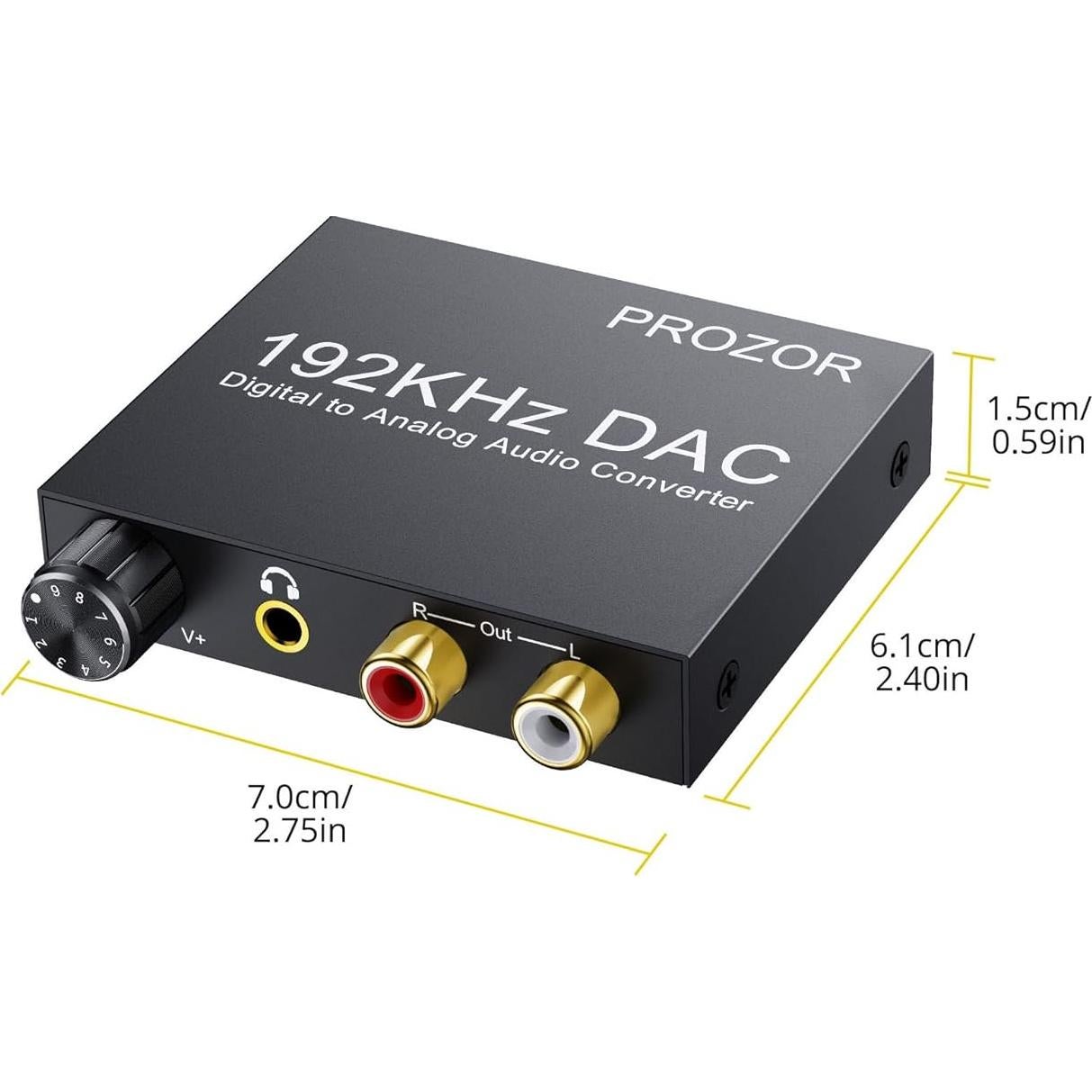 Convertidor de Audio Digital a Analógico PROZOR DAC 192kHz RCA