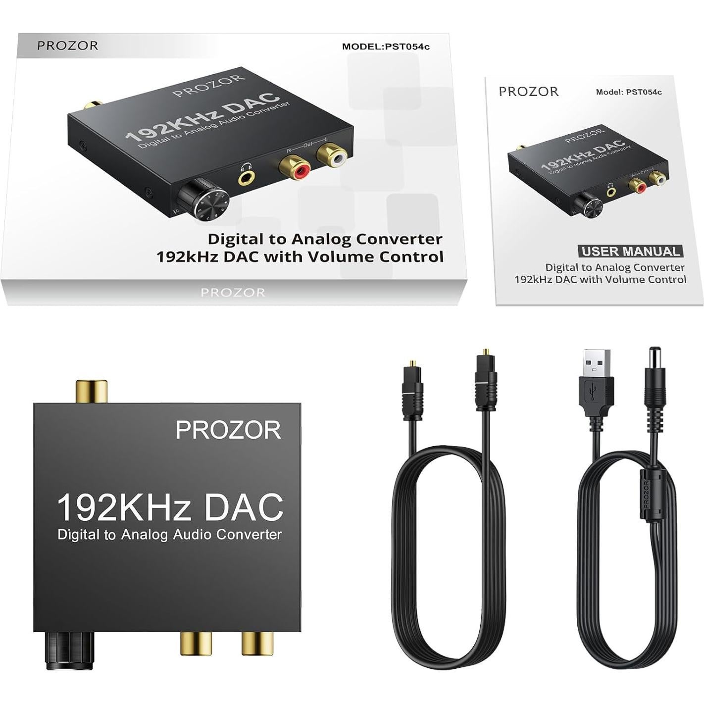 Convertidor de Audio Digital a Analógico PROZOR DAC 192kHz RCA