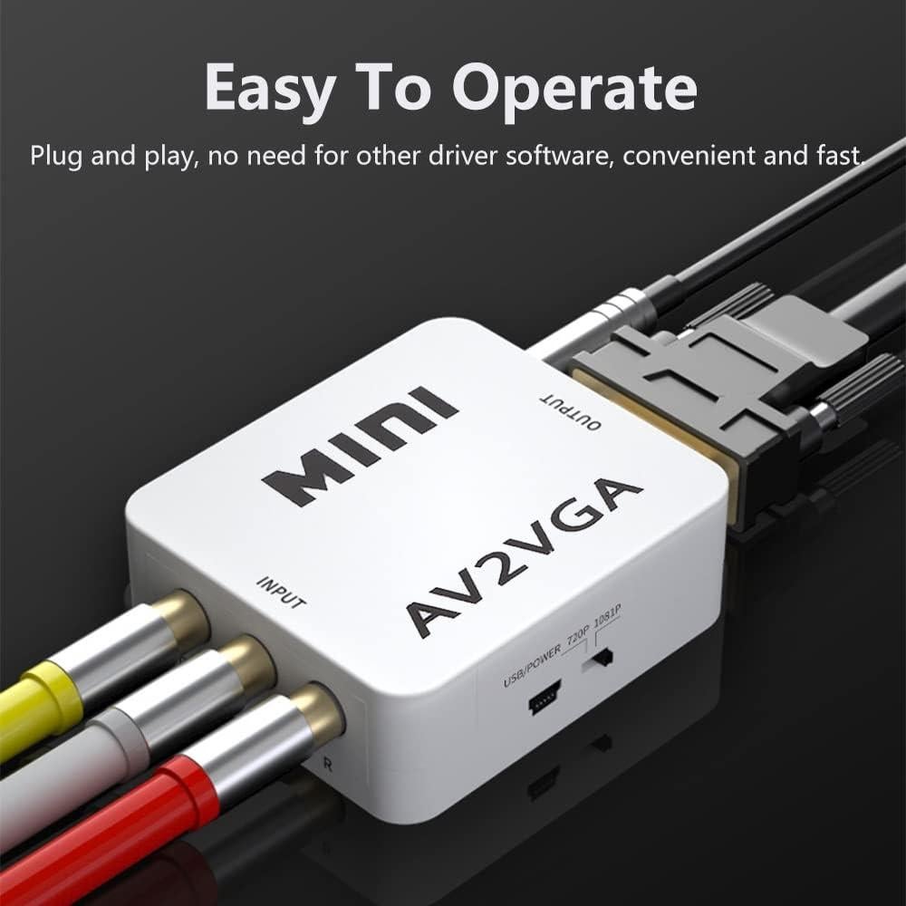 Convertidor de Video AV a VGA Watris Veiyi 480P - Adaptador Compacto