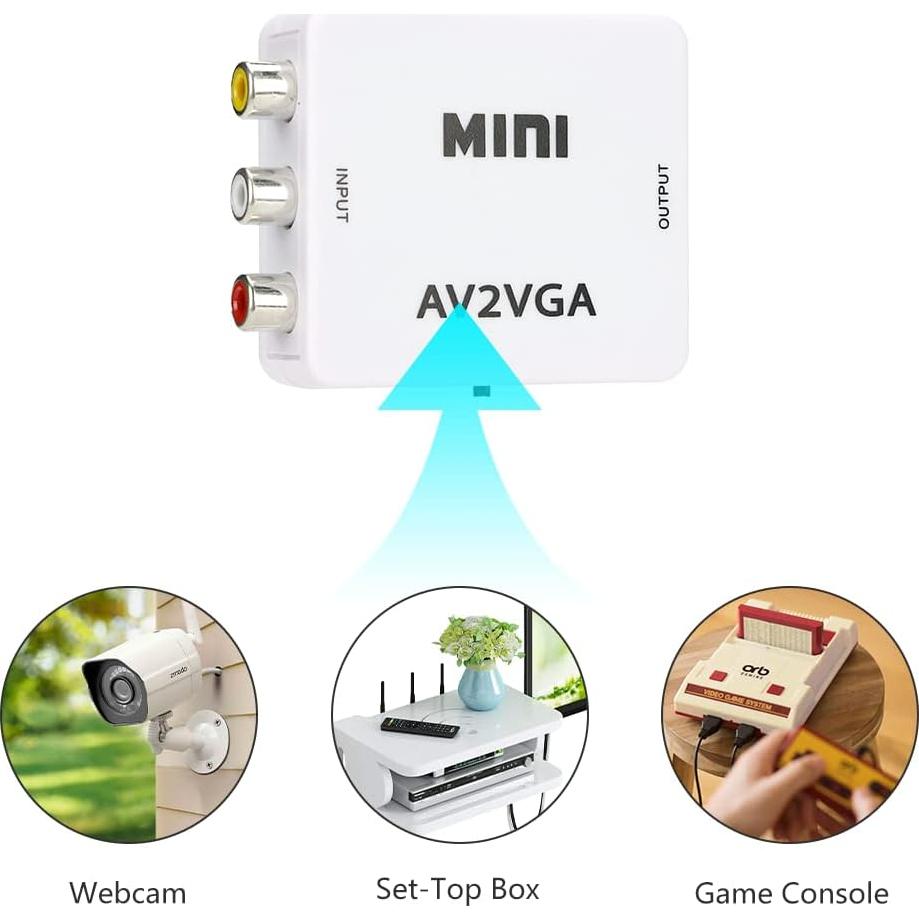 Convertidor de Video AV a VGA Watris Veiyi 480P - Adaptador Compacto