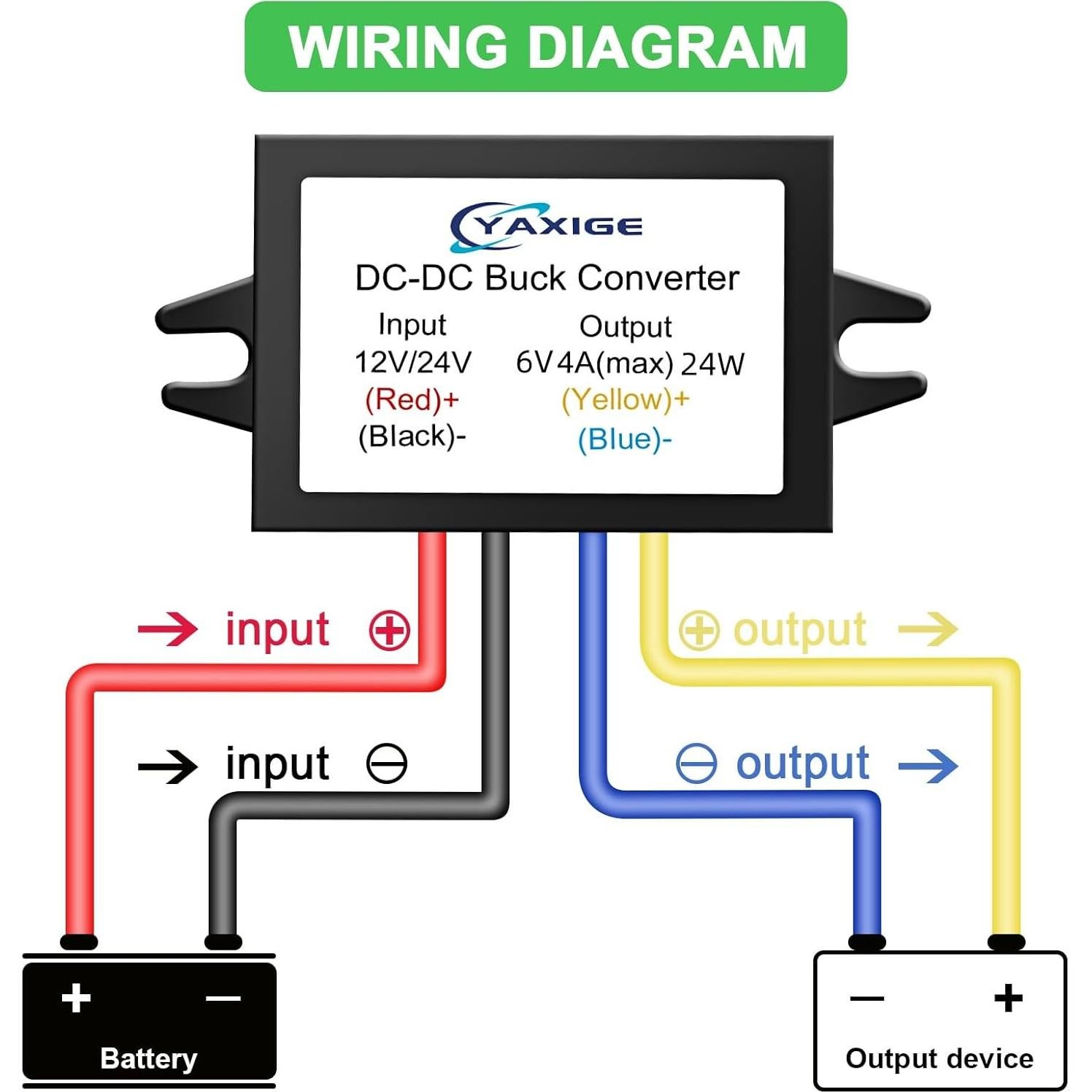 Convertidor de Voltaje YAXIGE 12V/24V a 6V 4A IP67