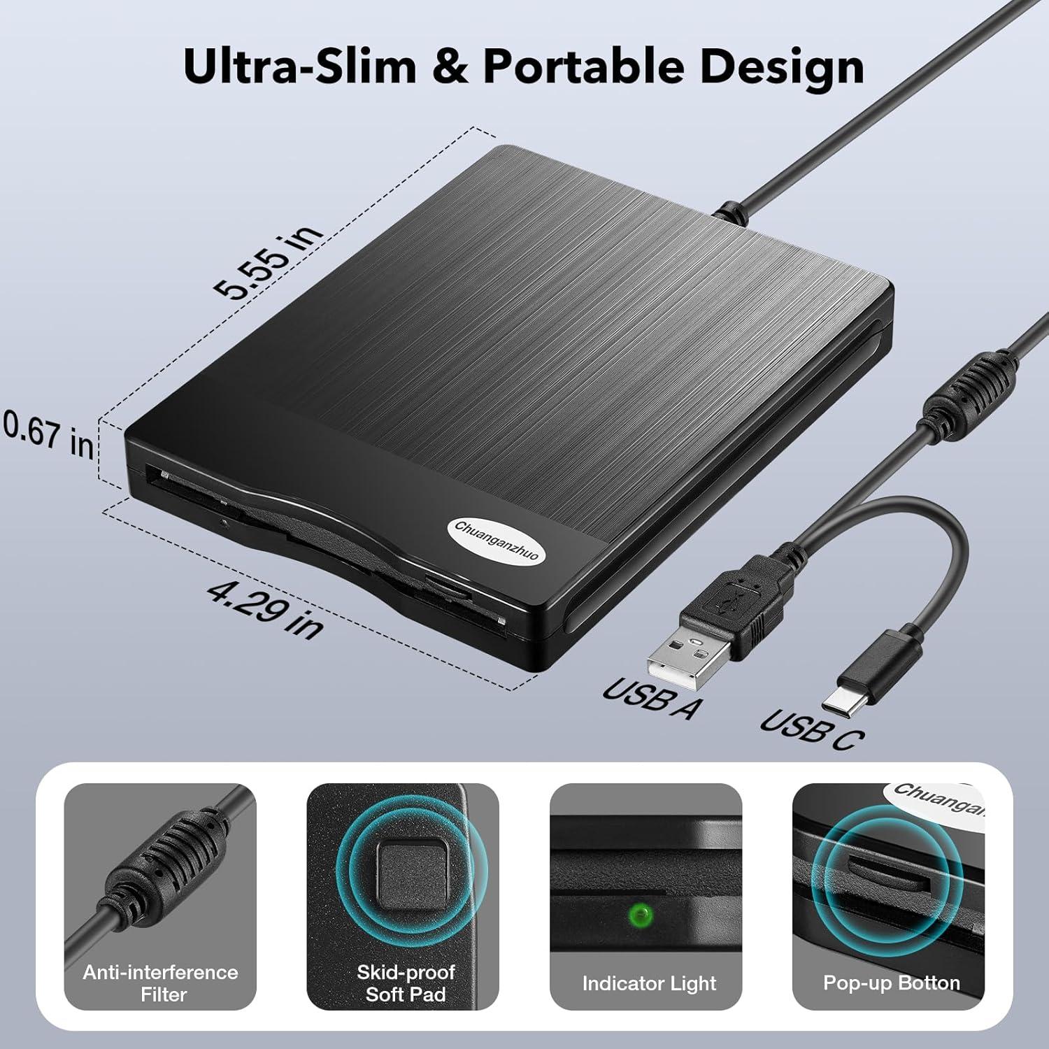 Lector de Disquetes Floppy USB Chuanganzhuo 3.5" Portátil