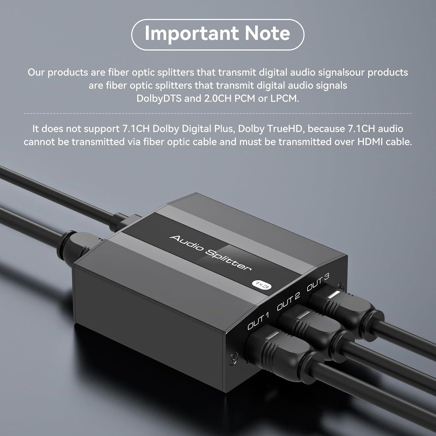 Divisor de Audio Óptico Digital 1x3 ATLAHET SPDIF Toslink