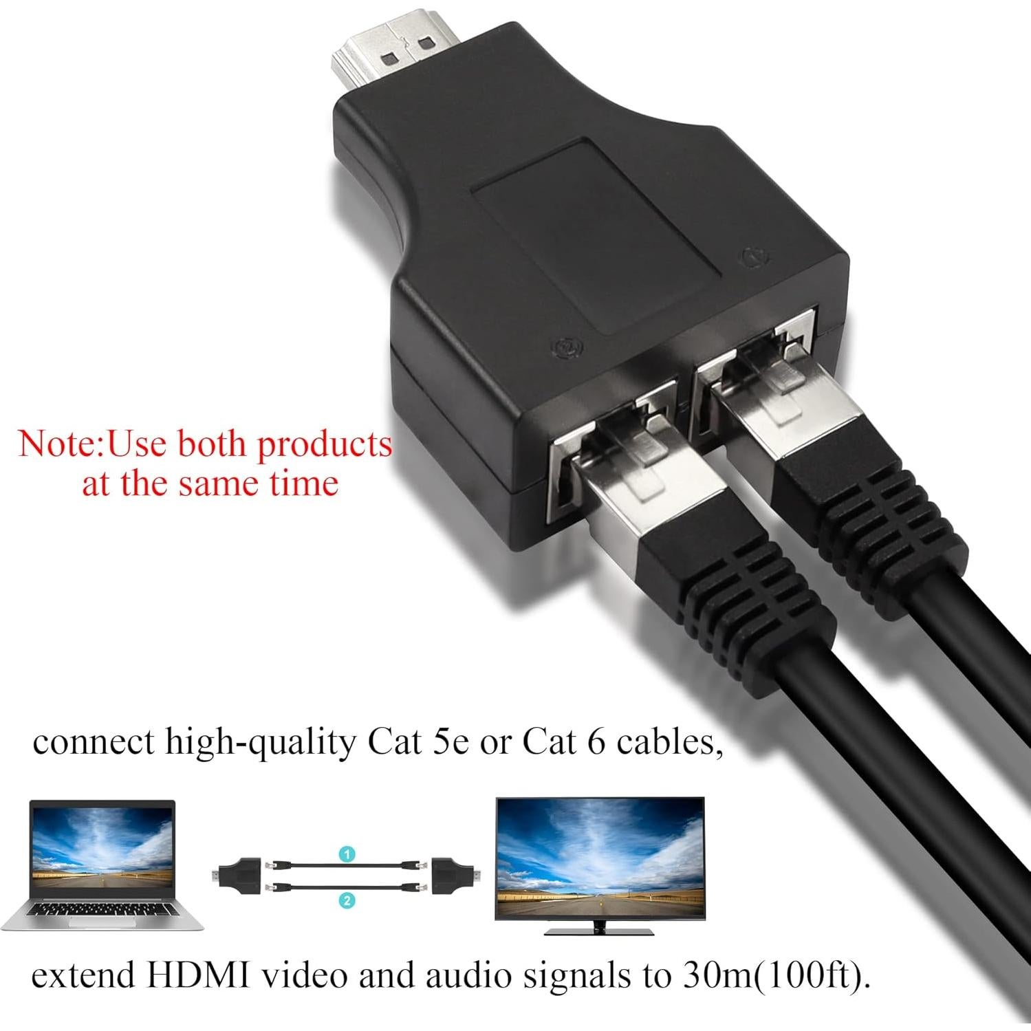 Extensor HDMI a RJ45 QIANRENON 1080p hasta 30m 2 pcs