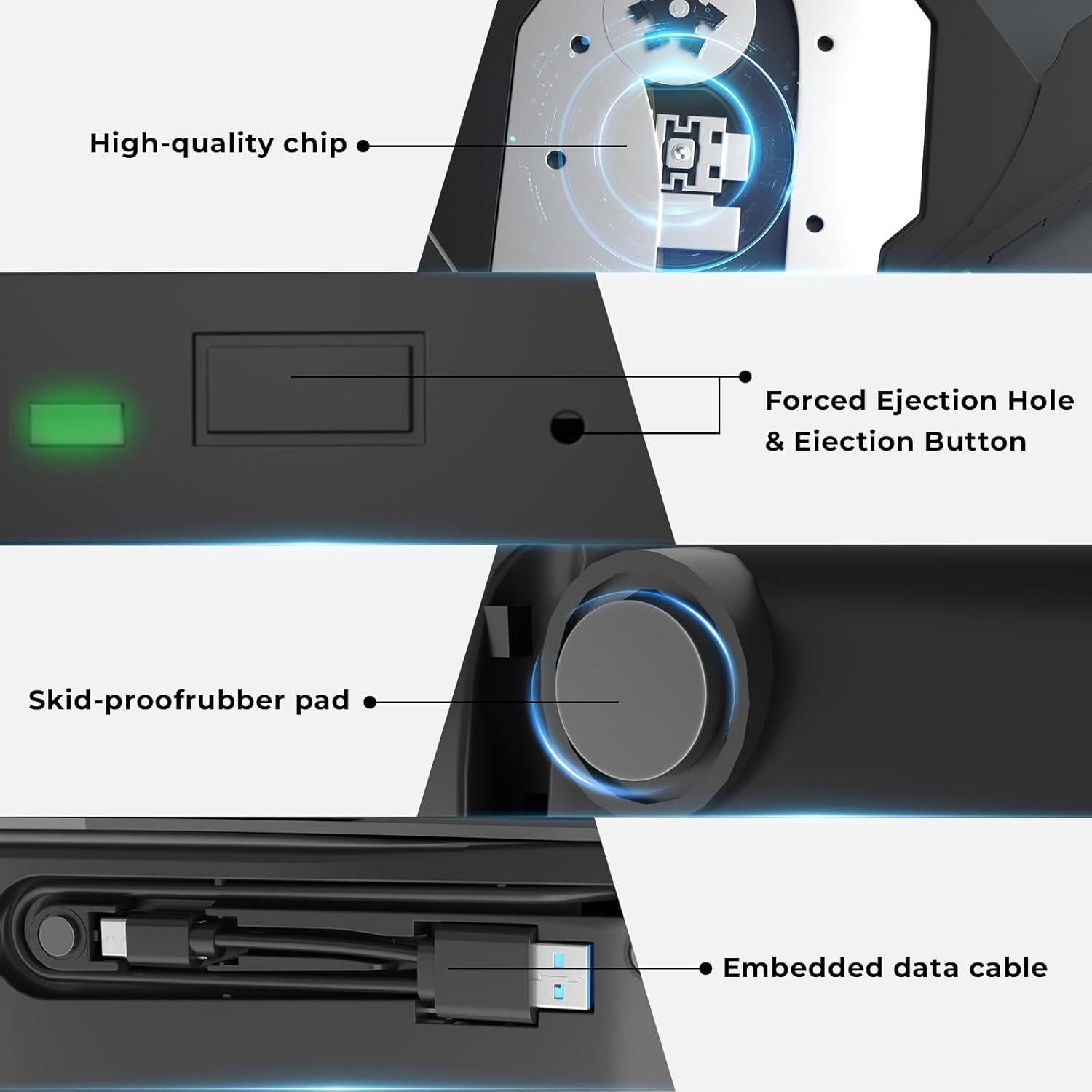 Unidad DVD Externa mthstec USB 3.0 Tipo-C Blanca 340g