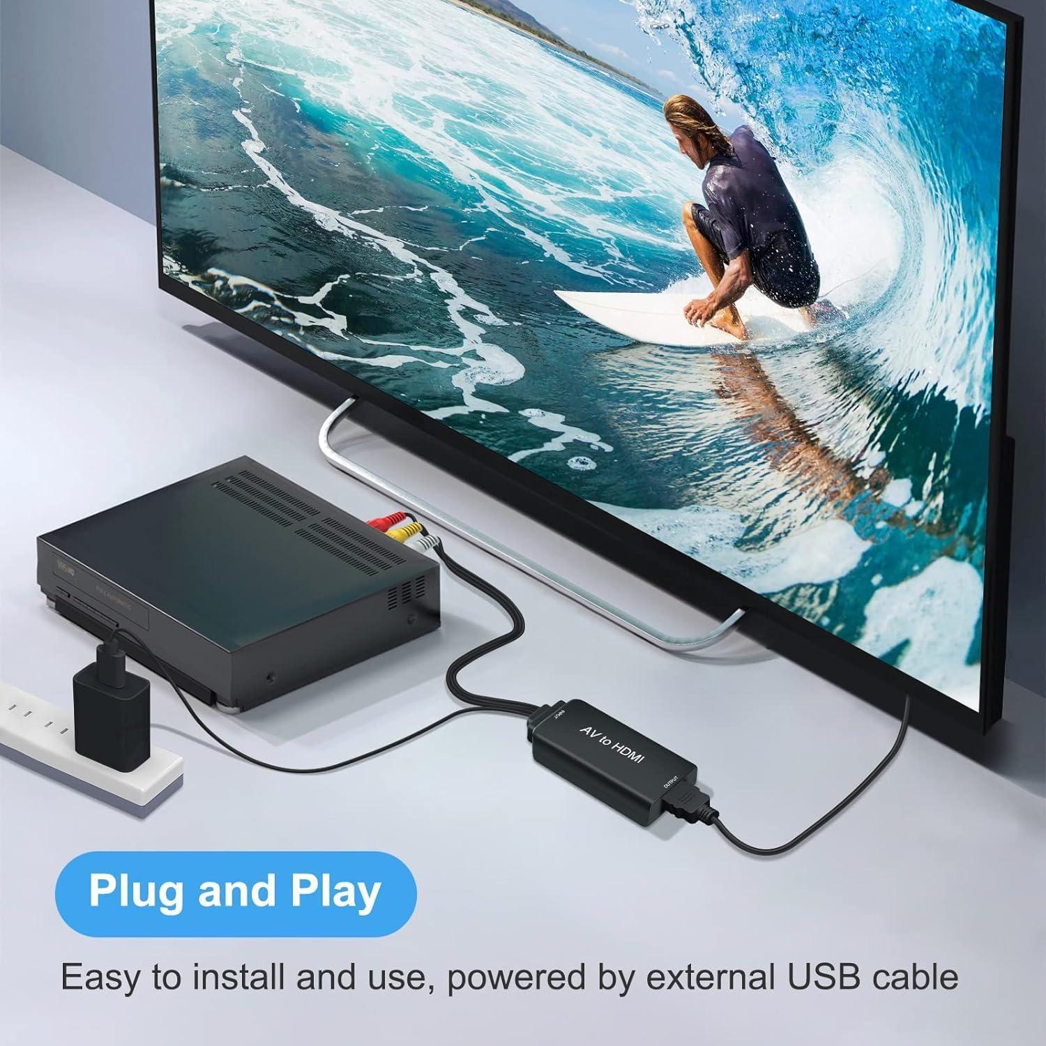 Convertidor AV a HDMI 1080P Ozvavzk para PS2, N64, DVD