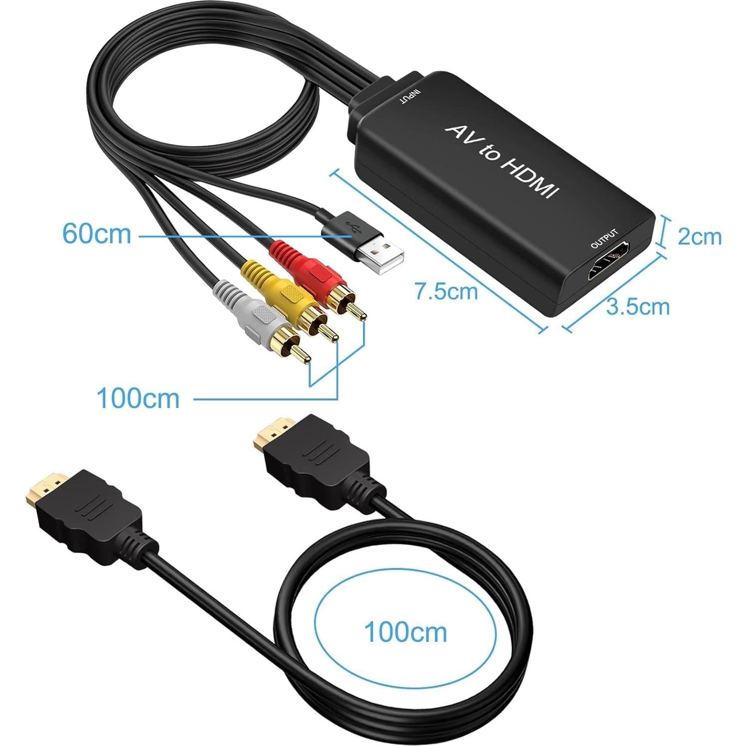 Convertidor AV a HDMI 1080P Ozvavzk para PS2, N64, DVD