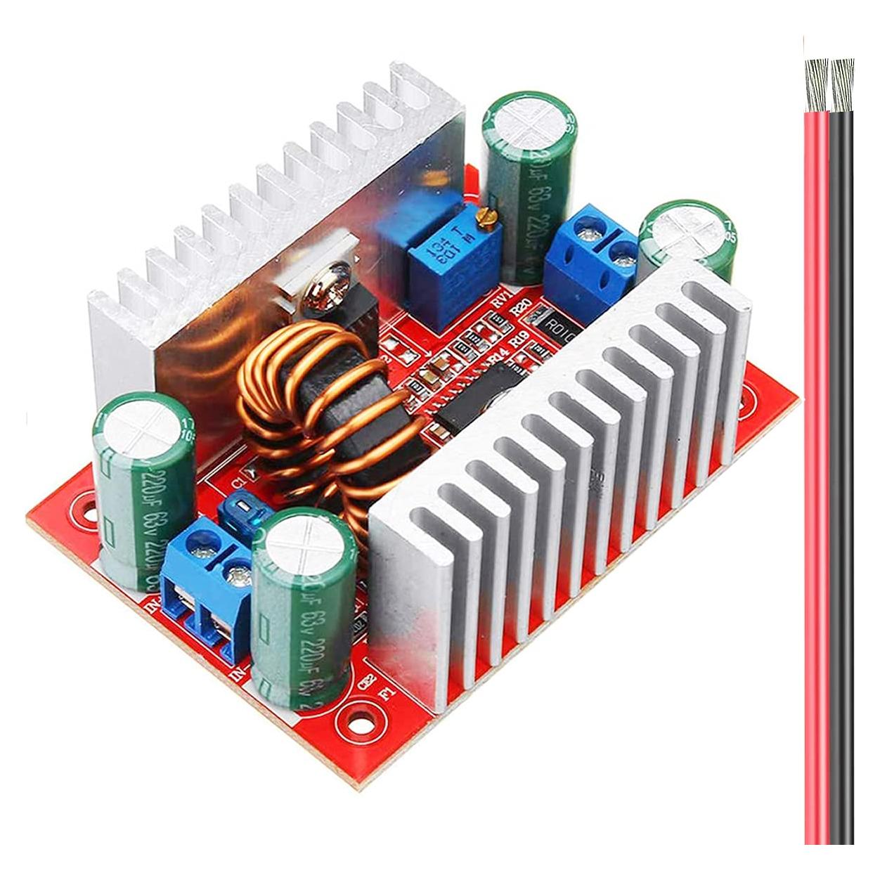 Constant Current Boost Converter Module DC 8.5-50V to DC 10-60V Driver Module Adjustable Step Up Voltage Regulator 400W DC-DC with 20AWG Cable