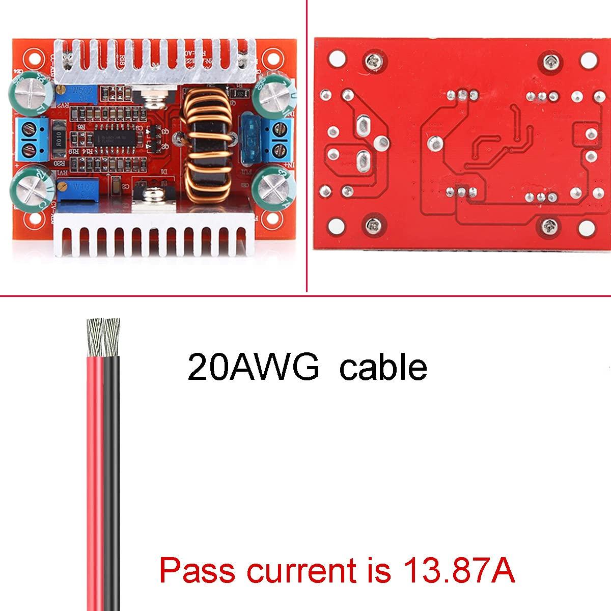 Constant Current Boost Converter Module DC 8.5-50V to DC 10-60V Driver Module Adjustable Step Up Voltage Regulator 400W DC-DC with 20AWG Cable