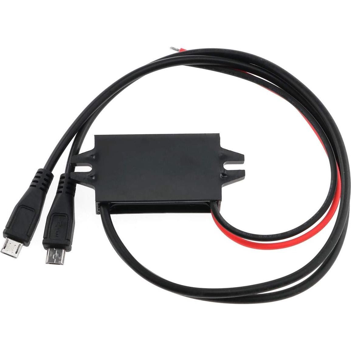 E-outstanding DC Converter Module 12V to 5V 3A Regulator Step Down Car Power Converter with Double Micro-USB Cable DC to DC Buck Converter