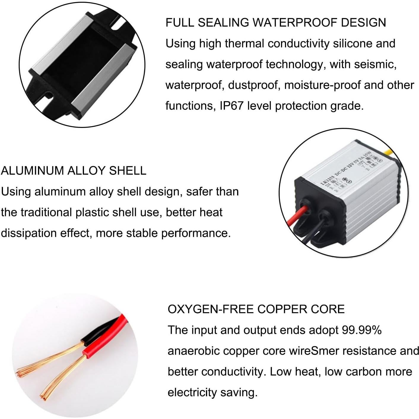 Convertidor de Voltaje DC 12V a 5V 3A SIPYTOPF para Automóvil