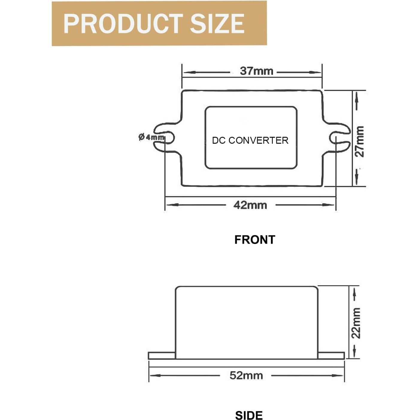 Convertidor de Voltaje DC 12V a 5V 3A SIPYTOPF para Automóvil