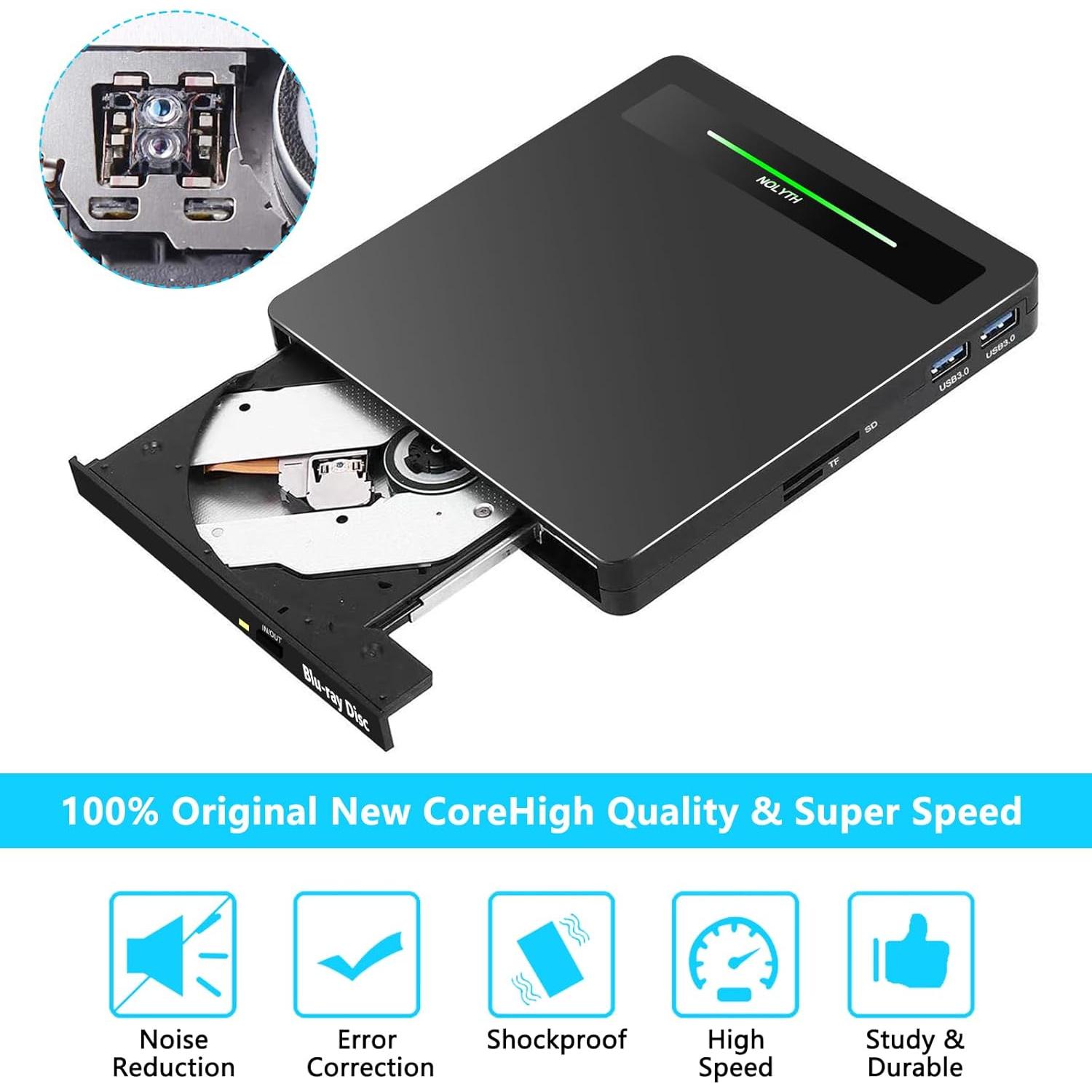 Unidad Externa Blu Ray NOLYTH 5 en 1 con 2 Puertos USB