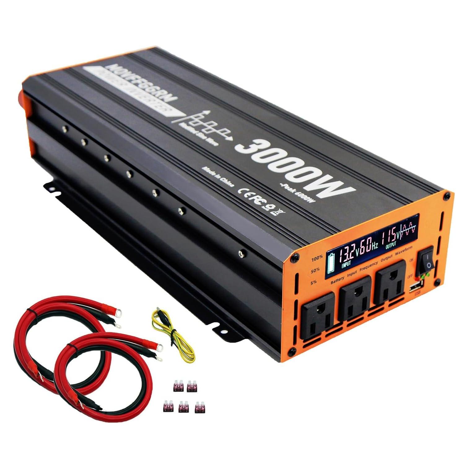 Inversor de Potencia 3000W MOVFFGGRM 12V DC a 110V AC