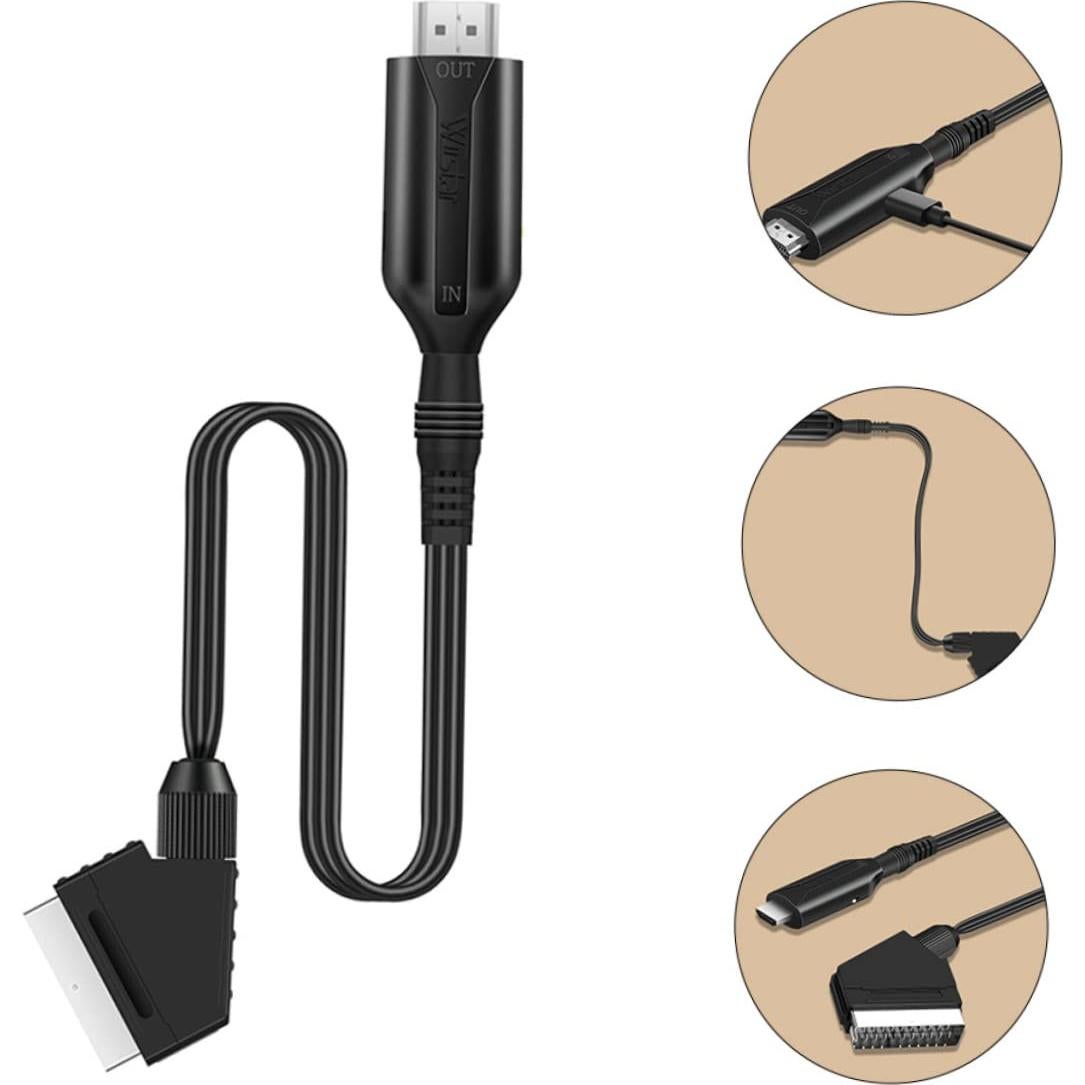 Cable Adaptador SCART a Video NUOBESTY 5 Pcs 1080p 720p