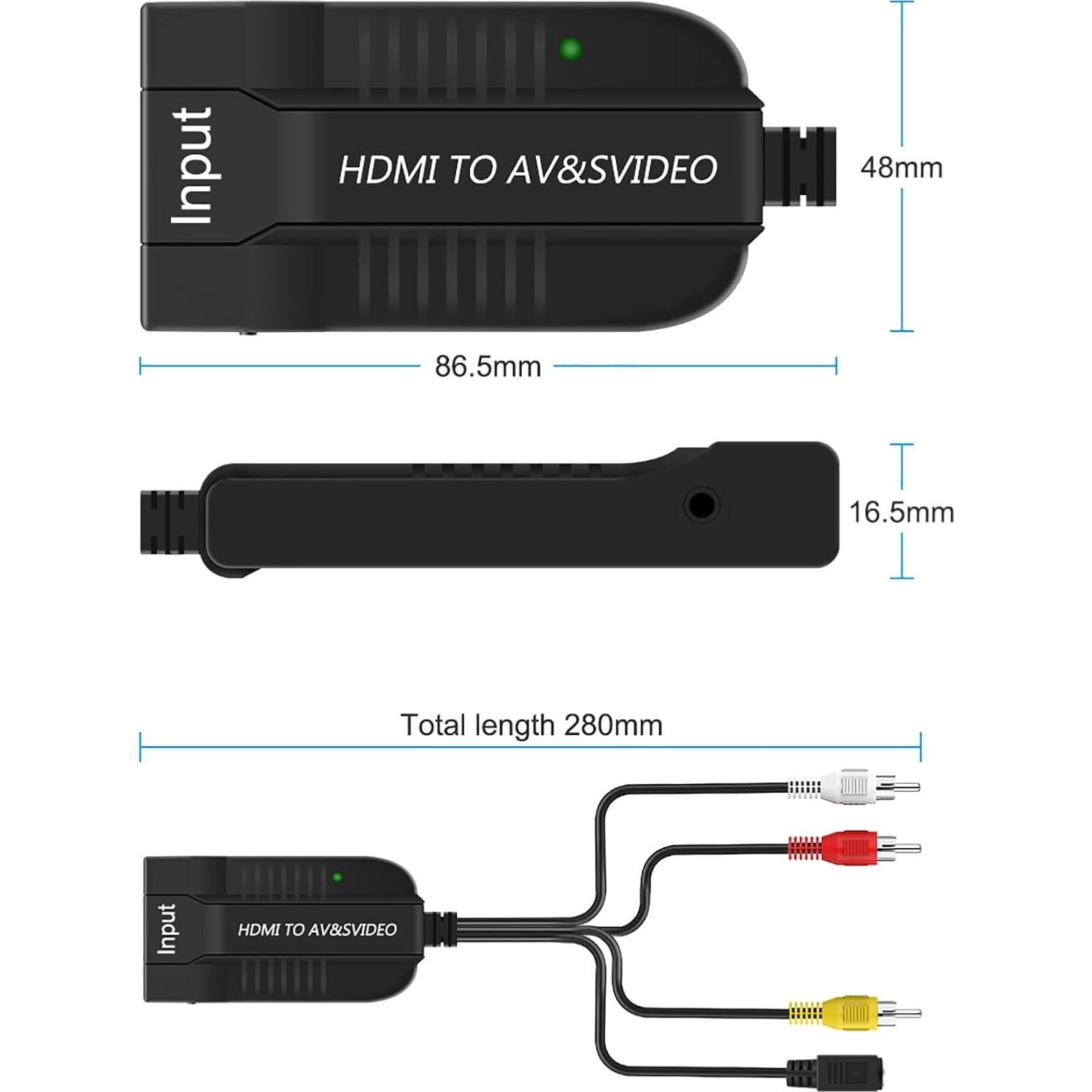 Convertidor HDMI a AV/S-Video HDSUNWSTD 1080p RCA