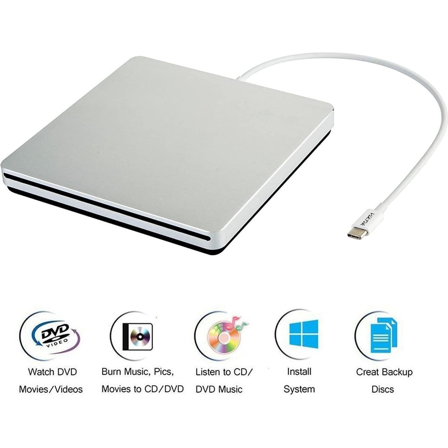 Unidad Externa DVD/CD VikTck USB-C Portátil 348g