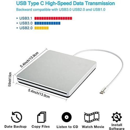 Unidad Externa DVD/CD VikTck USB-C Portátil 348g