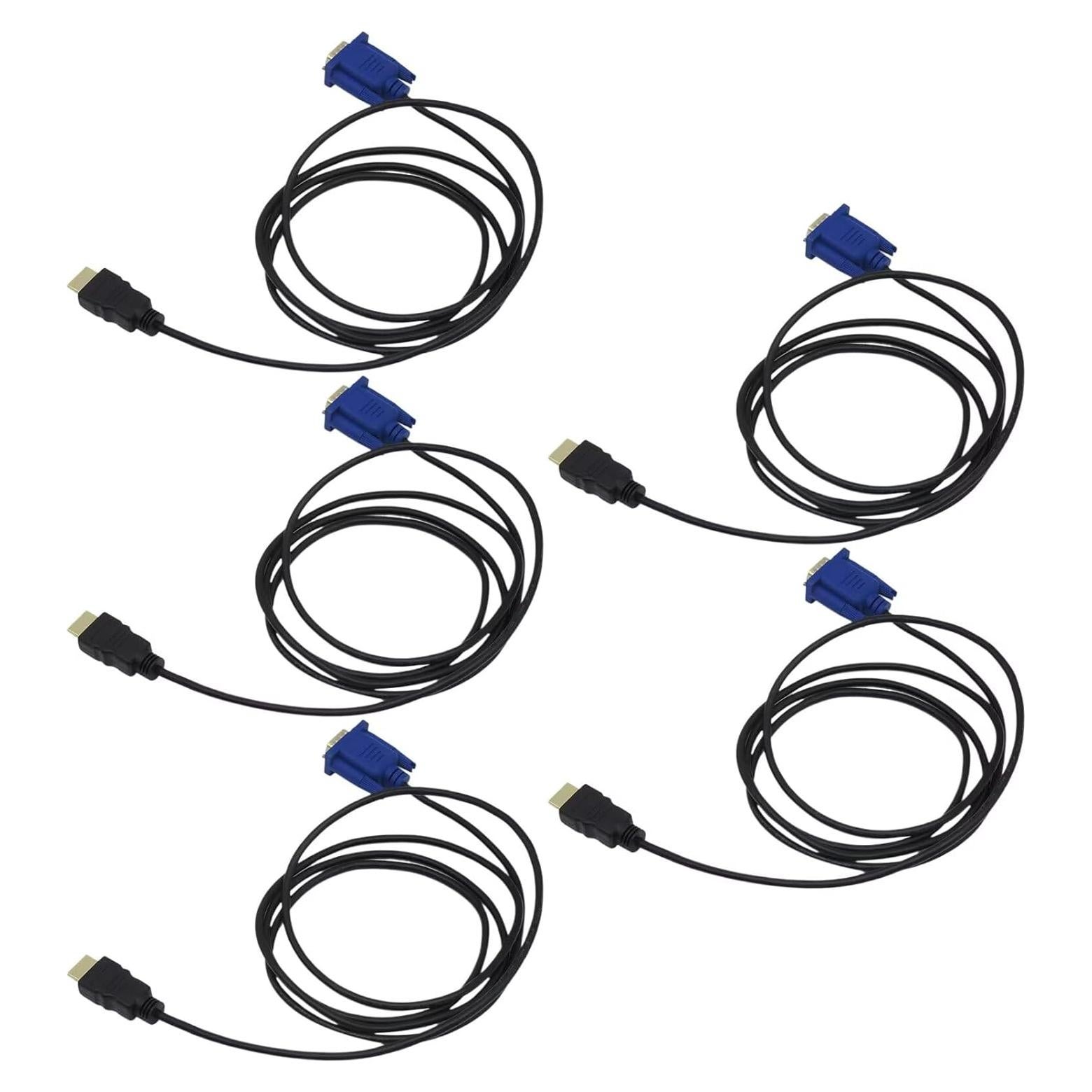 Modern 6 Feet HDMI Male to VGA Male Video Converter Adapter Cable Suitable for LCD TV/Projector/Digital Camera/DVD, 5 Pack