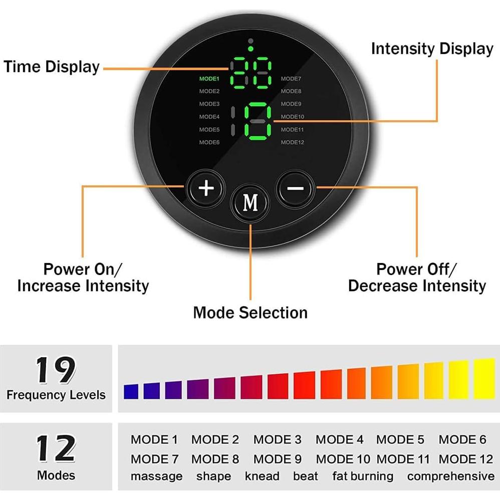 Estimulador Abdominal HOERCAAL Mhd Tens 12 Modos 19 Niveles