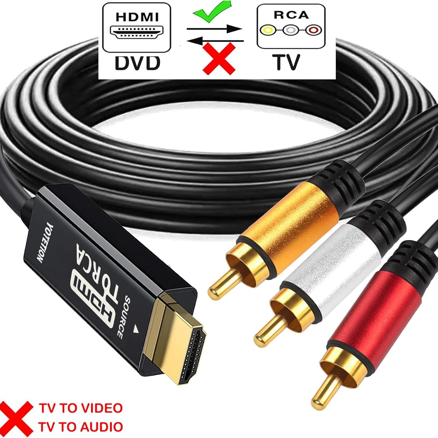 Cable HDMI a RCA 3.05m Lianjie Adaptador 1080P HD Audio Video