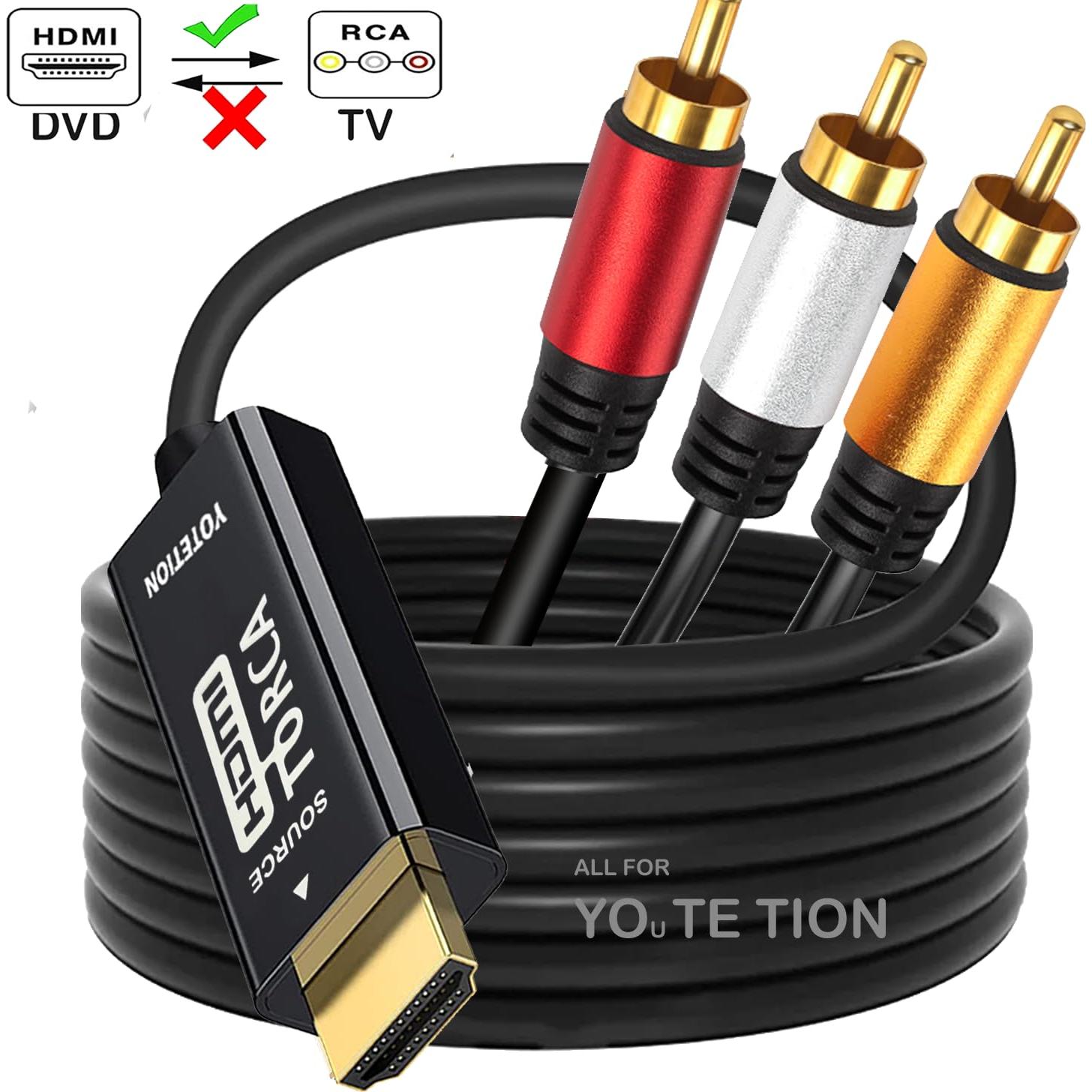 Cable HDMI a RCA 3.05m Lianjie Adaptador 1080P HD Audio Video