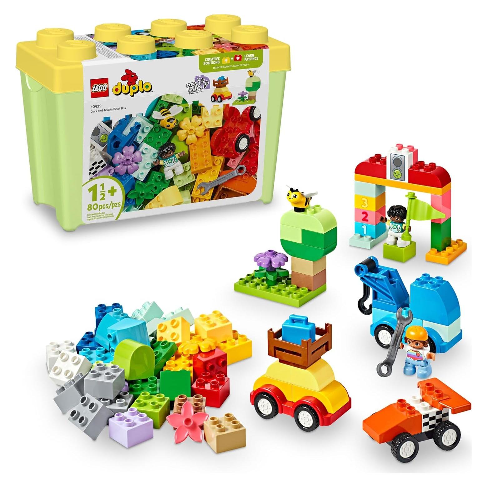 LEGO DUPLO Caja de Bloques de Autos y Camiones - Juguete Educativo 80 Piezas