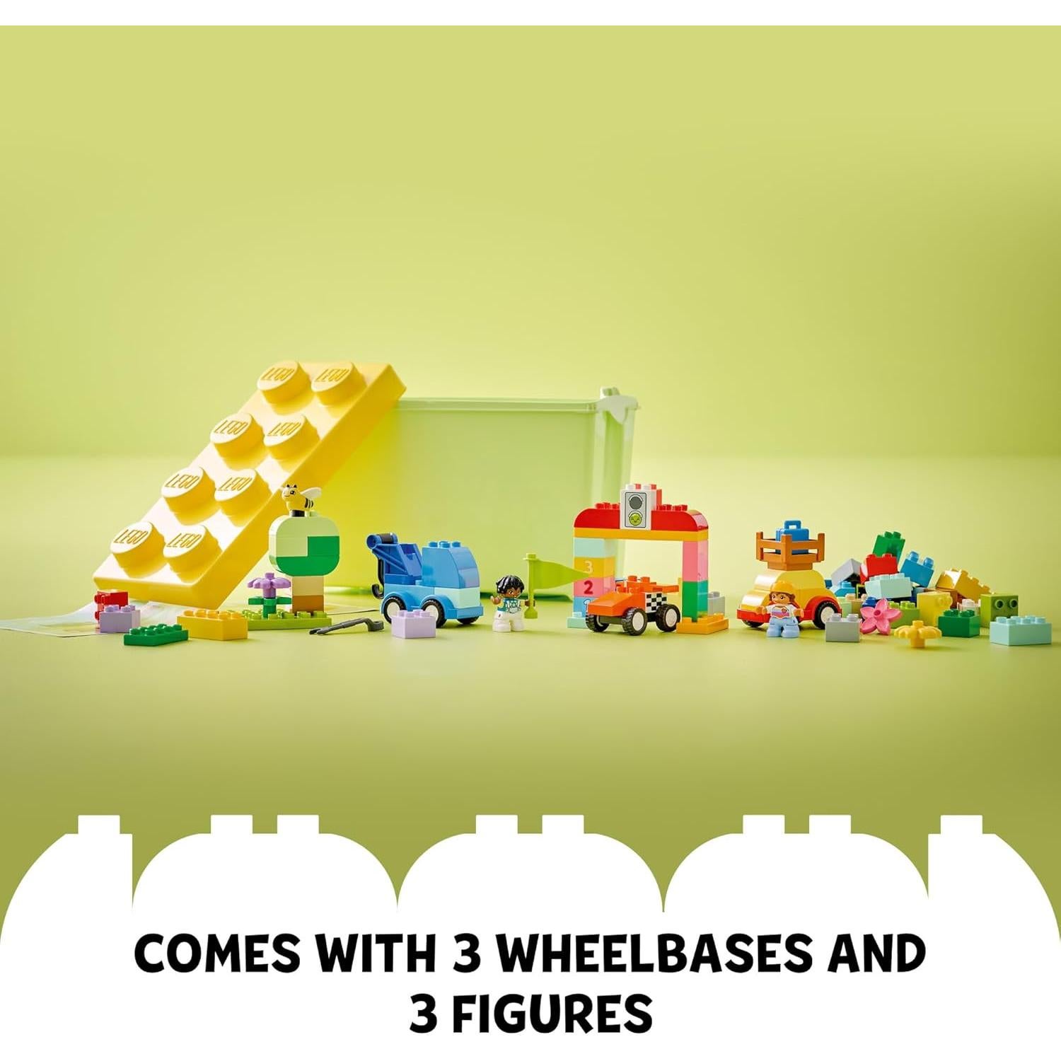 LEGO DUPLO Caja de Bloques de Autos y Camiones - Juguete Educativo 80 Piezas