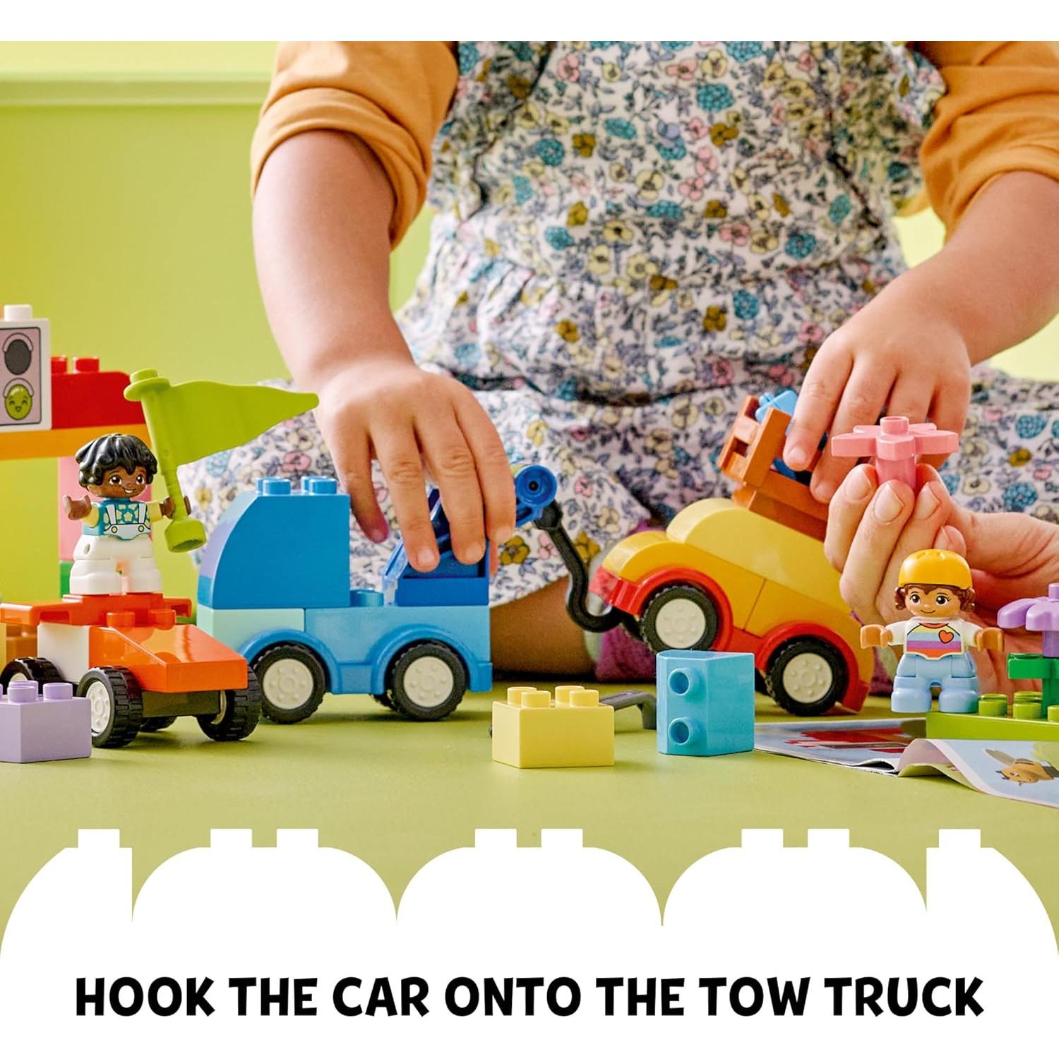 LEGO DUPLO Caja de Bloques de Autos y Camiones - Juguete Educativo 80 Piezas