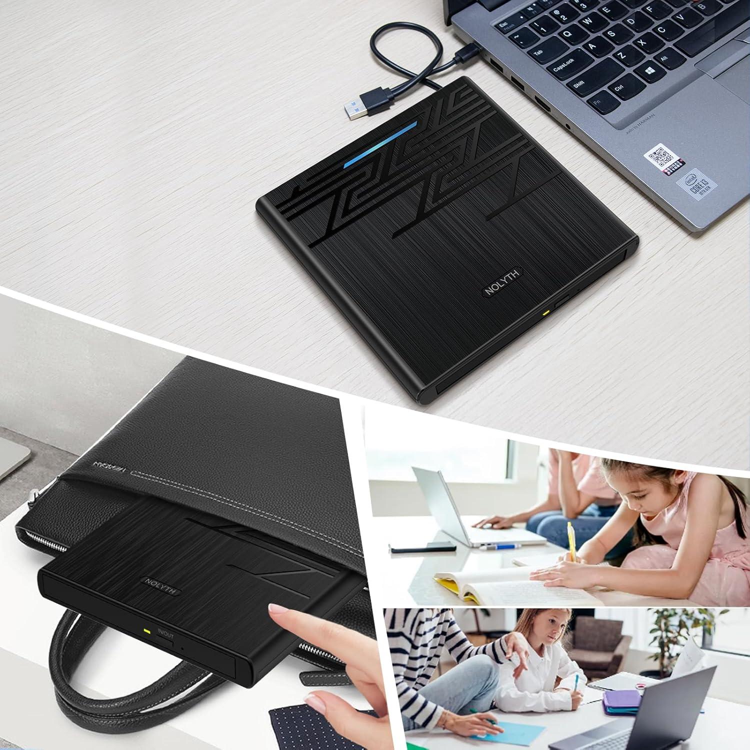 Unidad DVD Externa NOLYTH USB-C con Audio 3.5mm y Lector SD