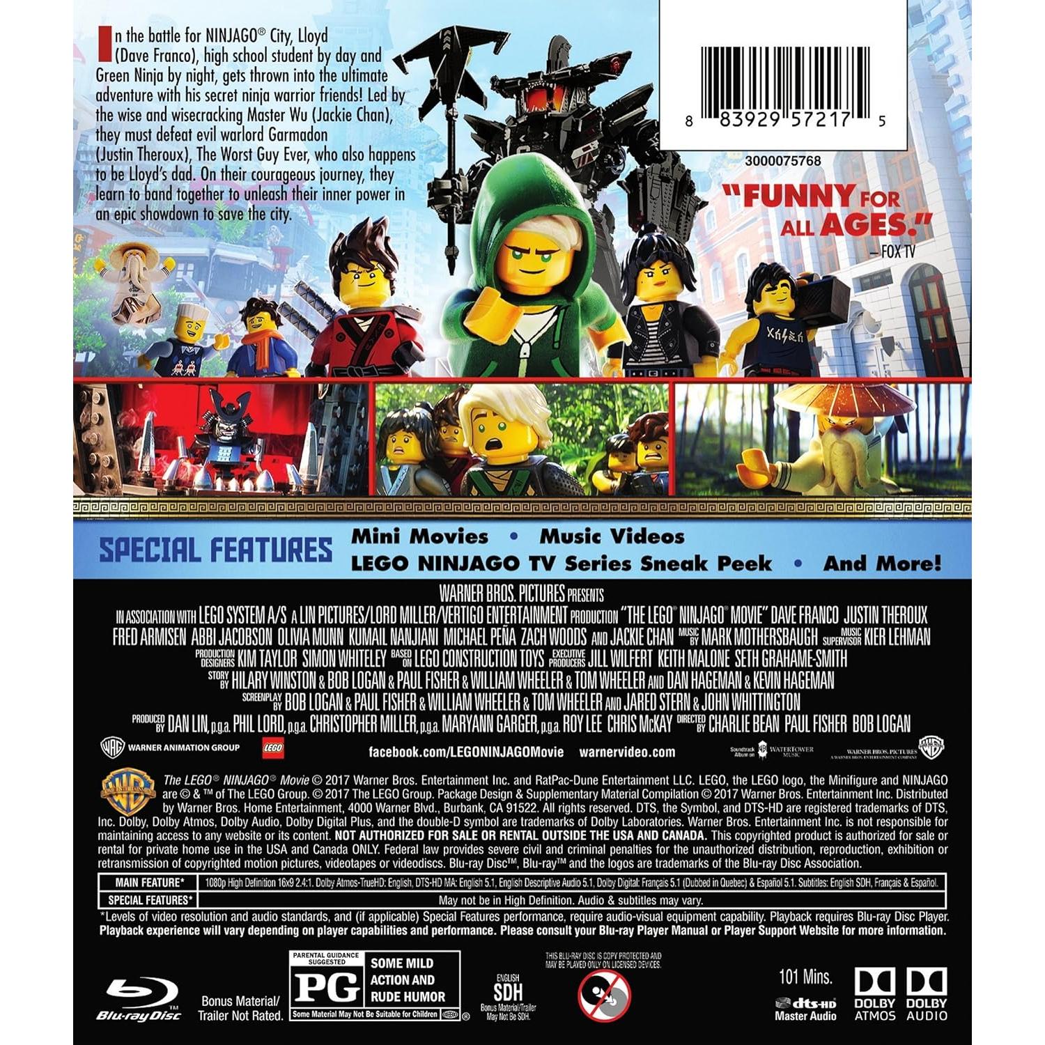 Película LEGO Ninjago Blu-ray 1h41m PG 2017