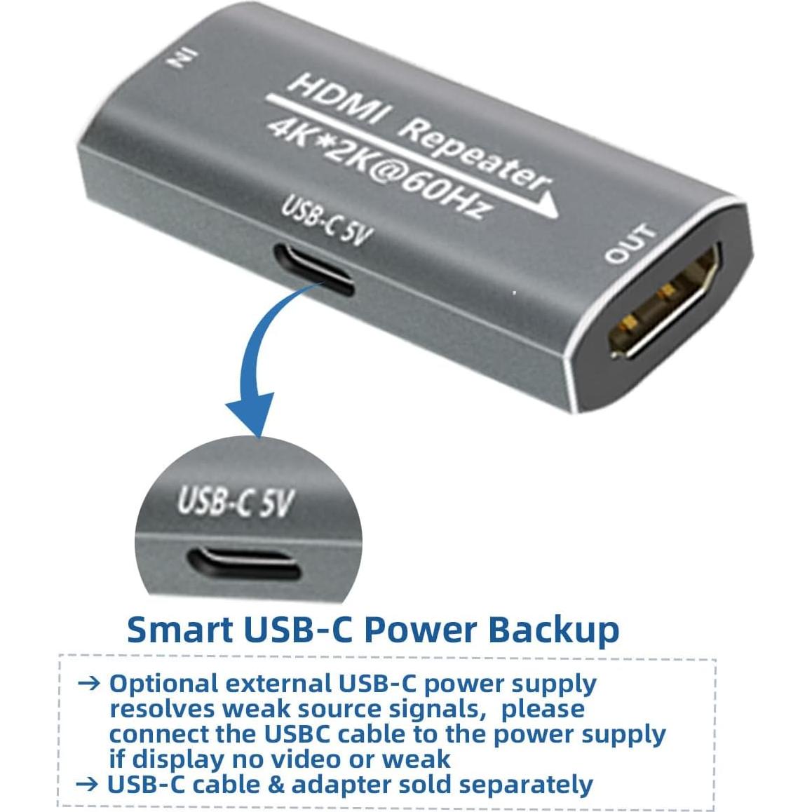 Amplificador HDMI Techigher Extensor 30M 4K 60Hz USB-C