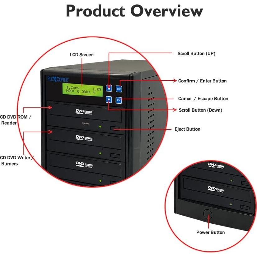 Duplicador de DVD/CD PlexCopier PLEX-S3T-DVD-BK 24X Negro