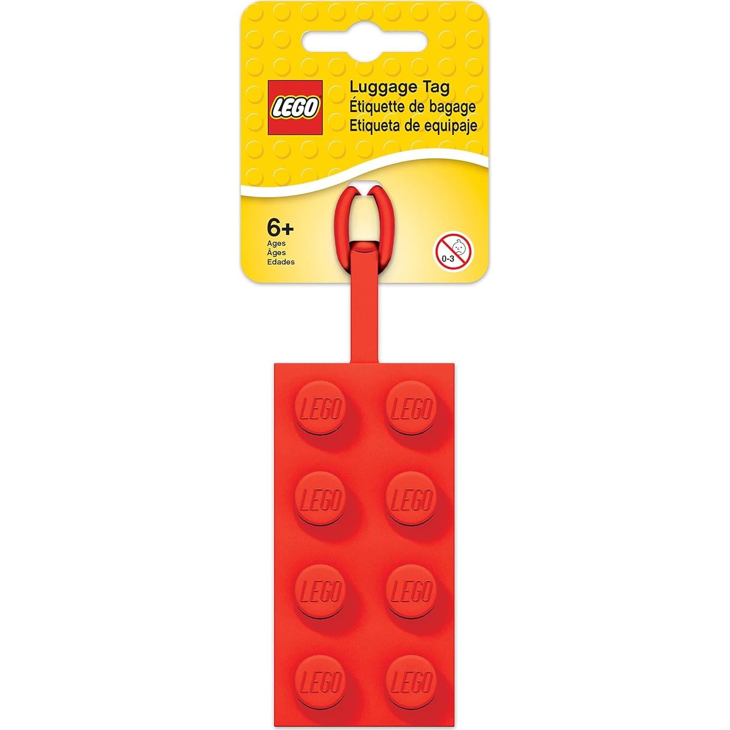 Etiqueta de Equipaje LEGO IQ 2x4 Roja con Área Escribible