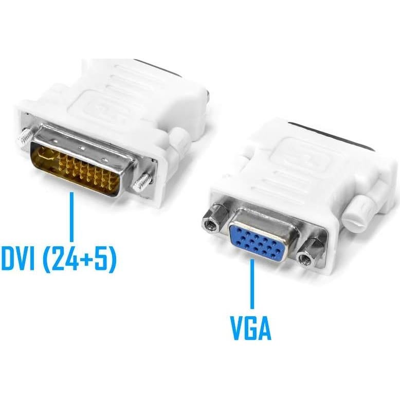 Kingwin DVI-I 24+5 Male to VGA HD 15 Female Adapter for HDTV, Gaming, Projector, DVD, Laptop, PC, Computers. Convert VGA/SVGA Monitors to DVI, and Supports Hot Plugging of DVI Display Devices